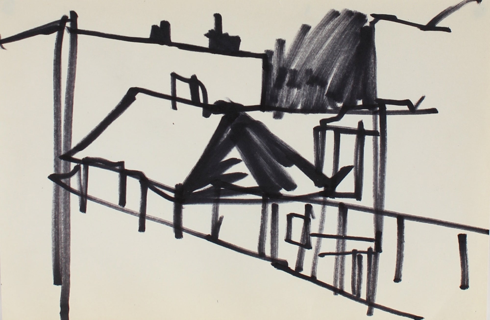 Minimalist City Skyline<br>Felt Pen, 1959<br><br>#0245