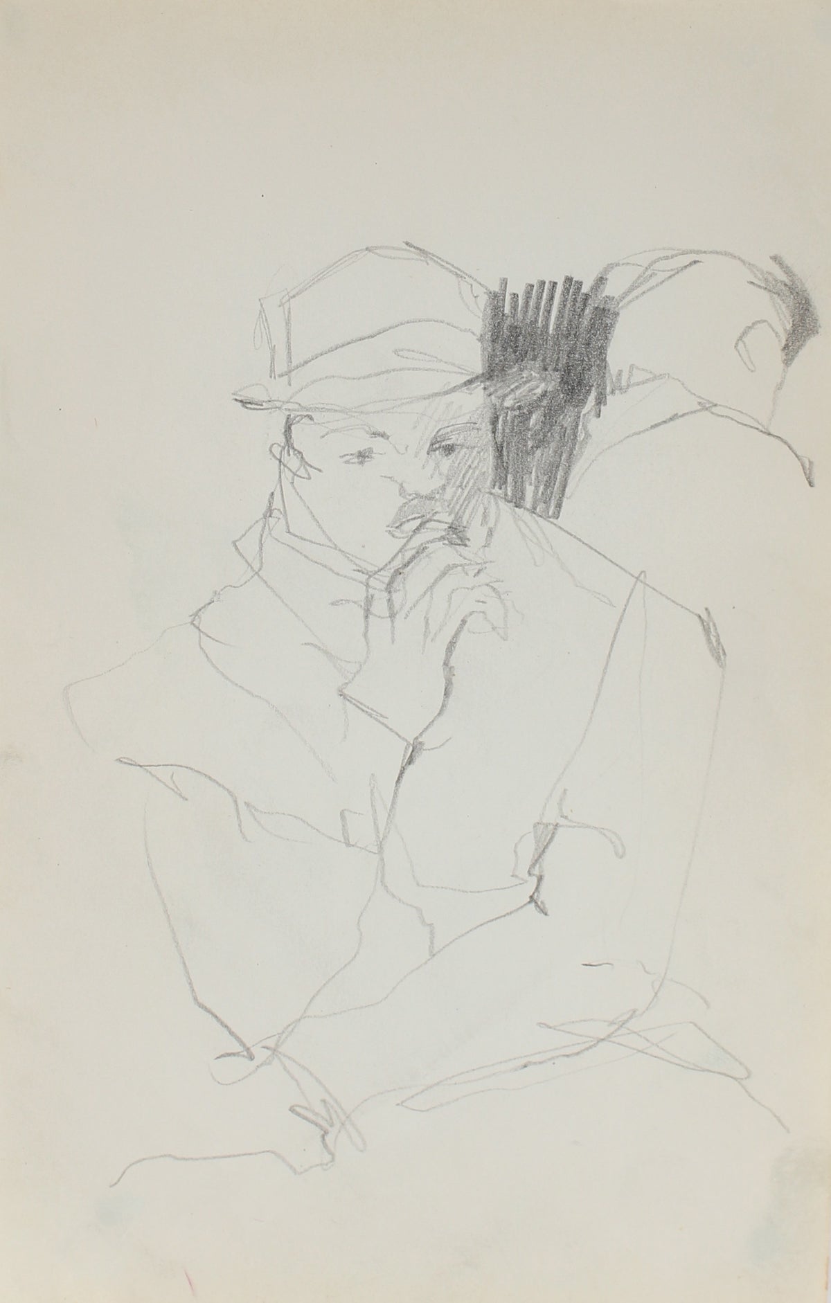 Modernist Sketch of a Man&lt;br&gt;Graphite, 1950-60s&lt;br&gt;&lt;br&gt;#0260