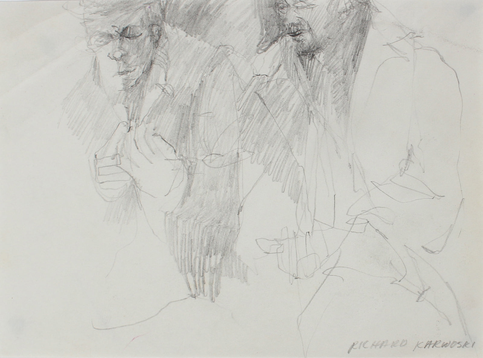 Modernist Figure Sketch<br>Ink, 1950-60s<br><br>#0313
