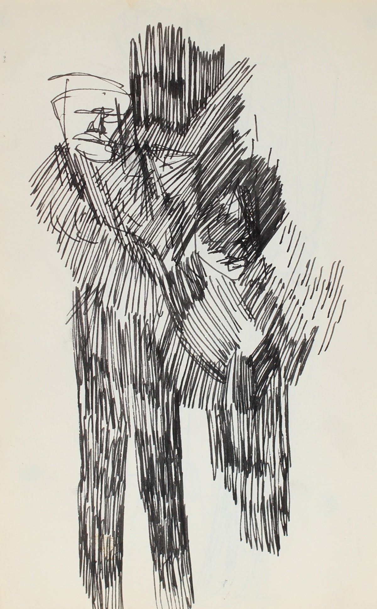 Shadowy Abstracted Couple&lt;br&gt;Ink, 1950-60s&lt;br&gt;&lt;br&gt;#0352