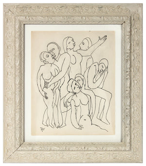 Interconnected Figures <br>Early 20th Century Ink on Paper <br><br>#11266