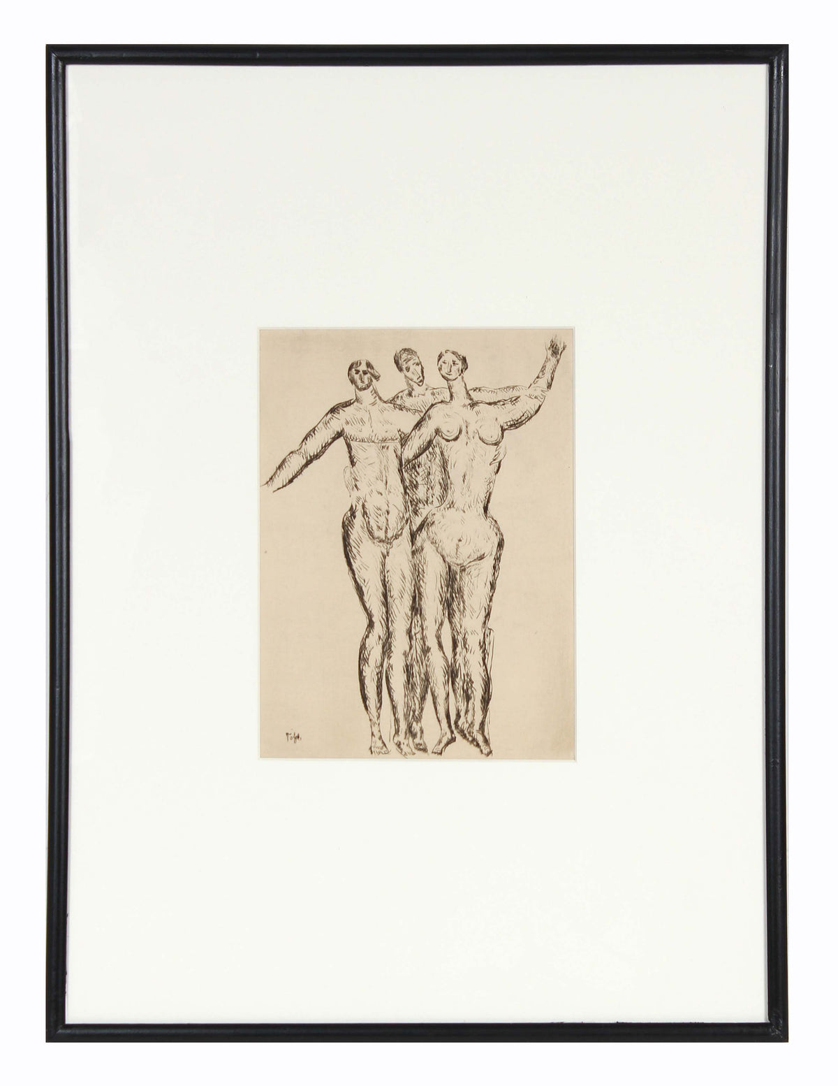 Three Embracing Expressionist Figures&lt;br&gt;Early 20th Century Etching&lt;br&gt;&lt;br&gt;#11256
