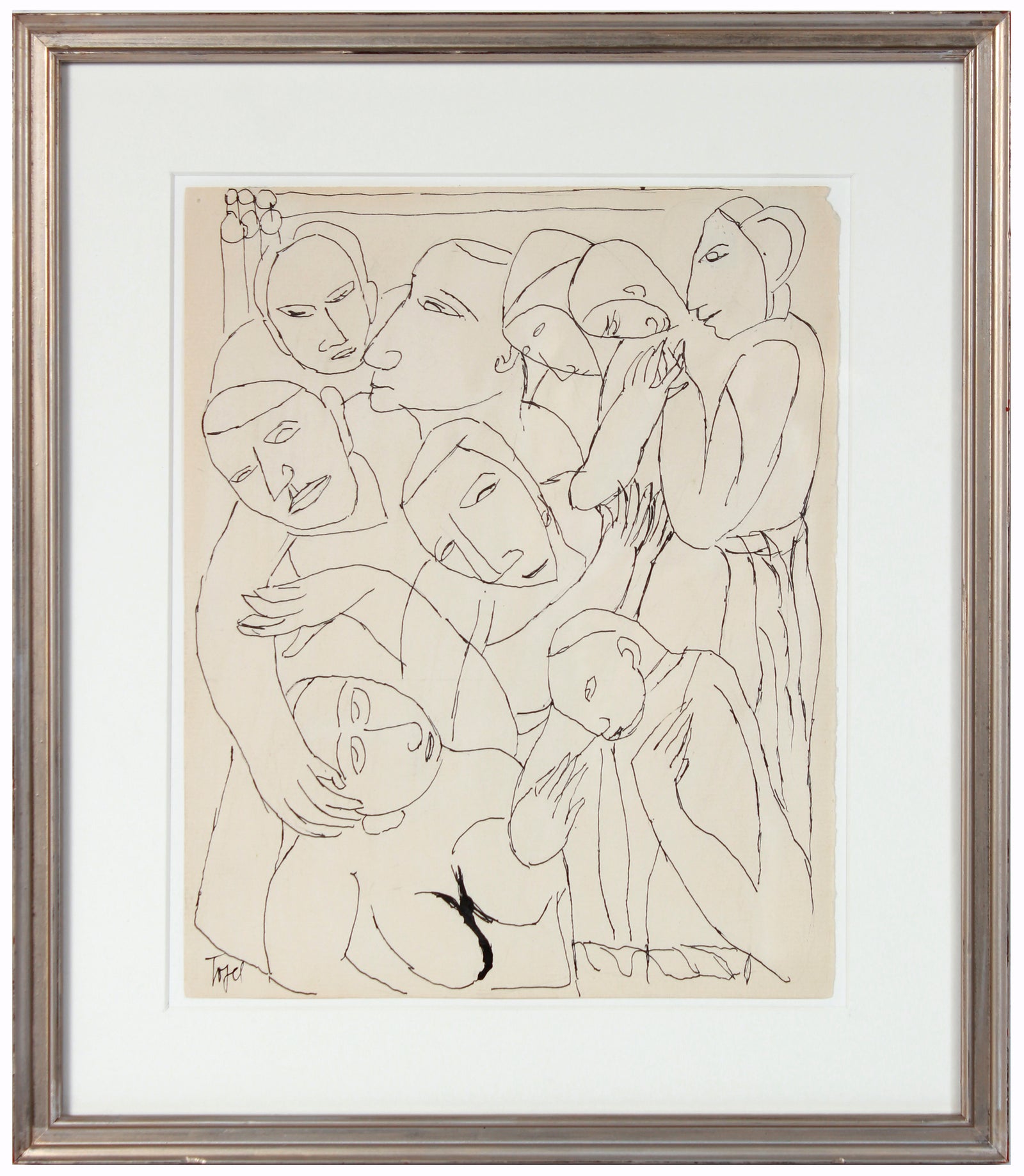 Topsy-Turvey Minimalist Figures <br>Early 20th Century Ink <br><br>#11258