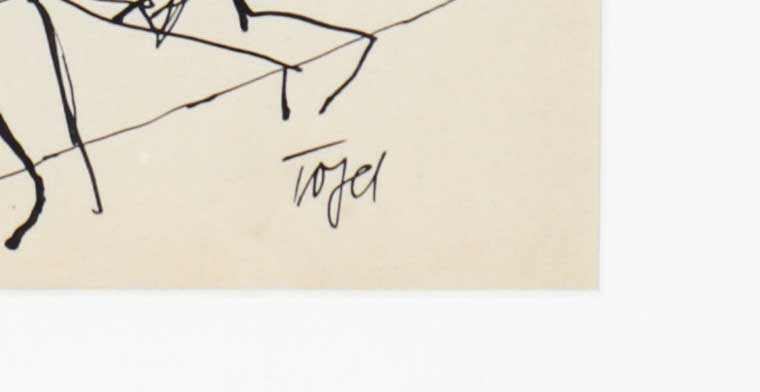 Monochromatic Figurative Scene in Abstraction<br>20th Century Ink<br><br>#11261