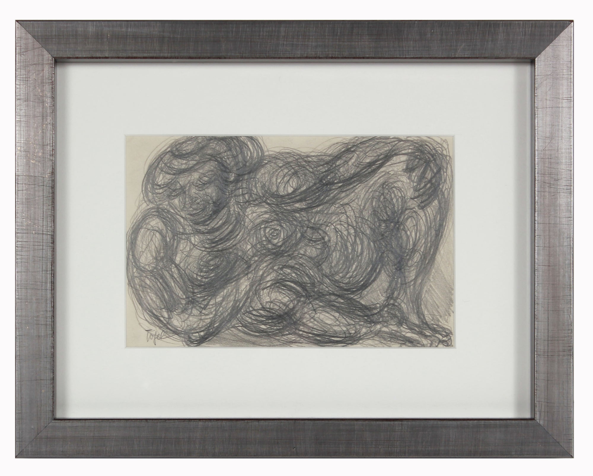 Swirled Reclining Figure <br>Early 20th Century Graphite <br><br>#11923