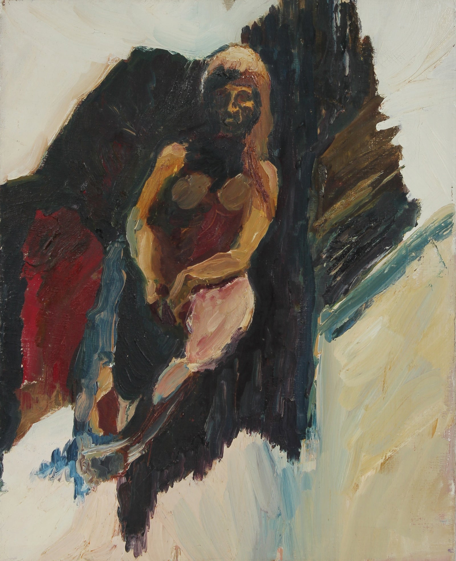 Moody Contrasted Nude Figure<br>1958 Oil <br><br>#12731