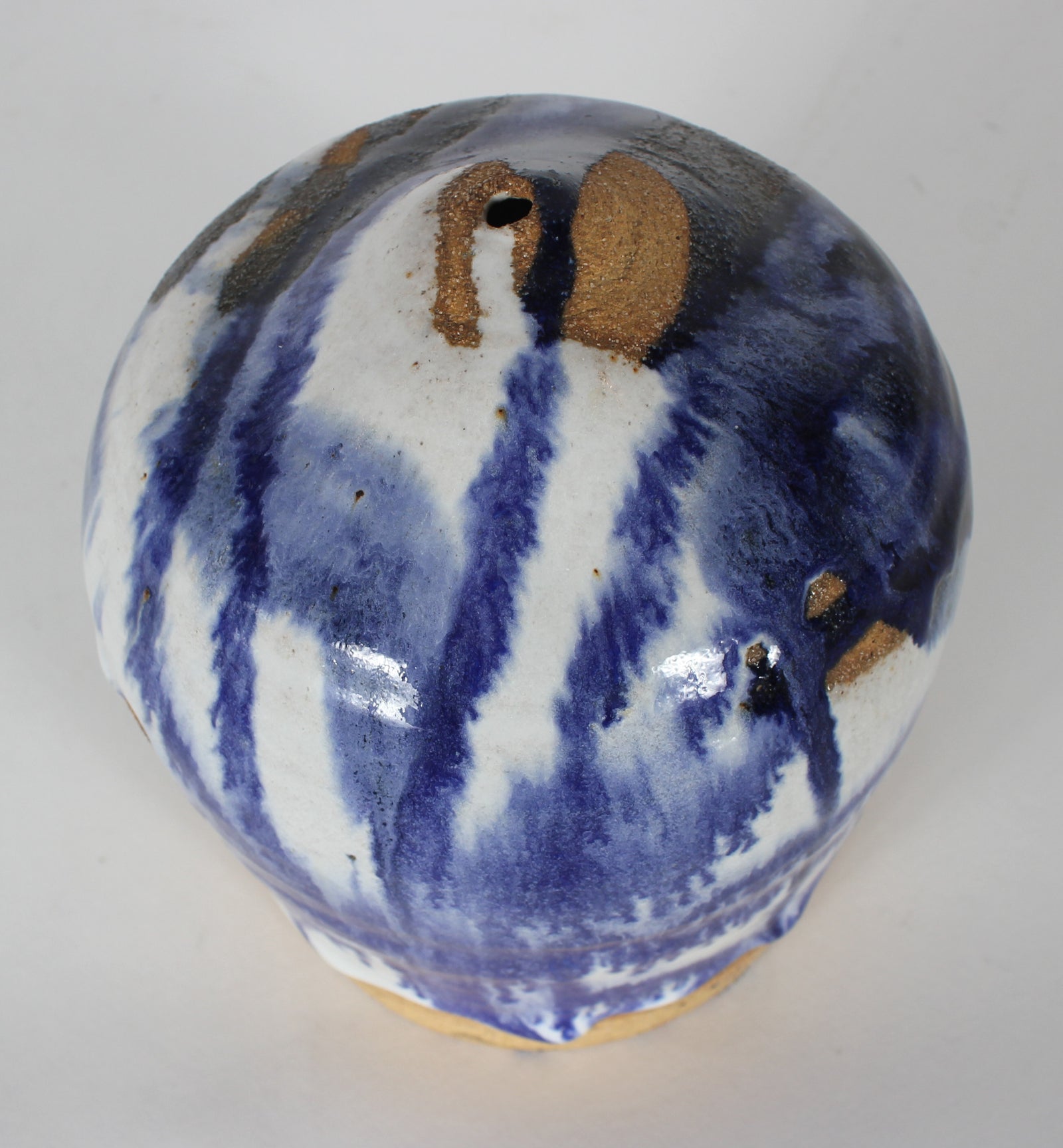 Blue, White & Tan Glazed Ceramic, 1971 <br><br>#12982
