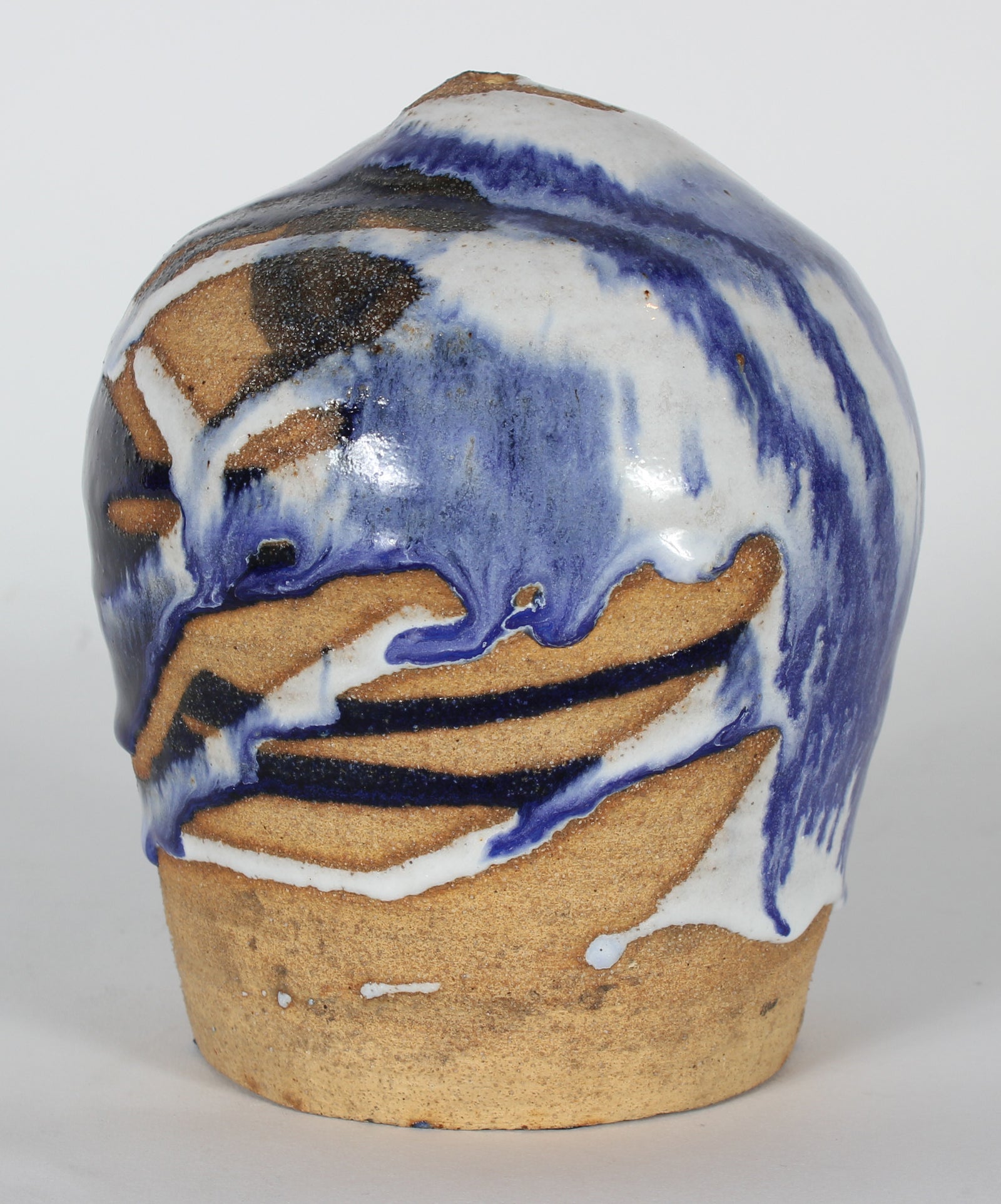 Blue, White & Tan Glazed Ceramic, 1971 <br><br>#12982