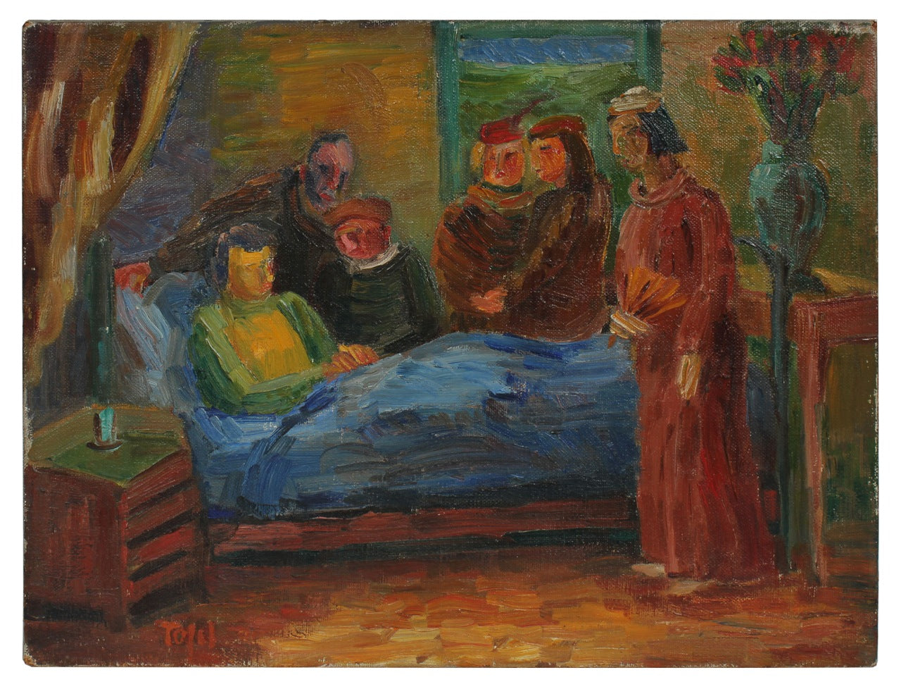 <i>Waiting Hours</i> Figure Scene <br>1941 Oil <br><br>#13973