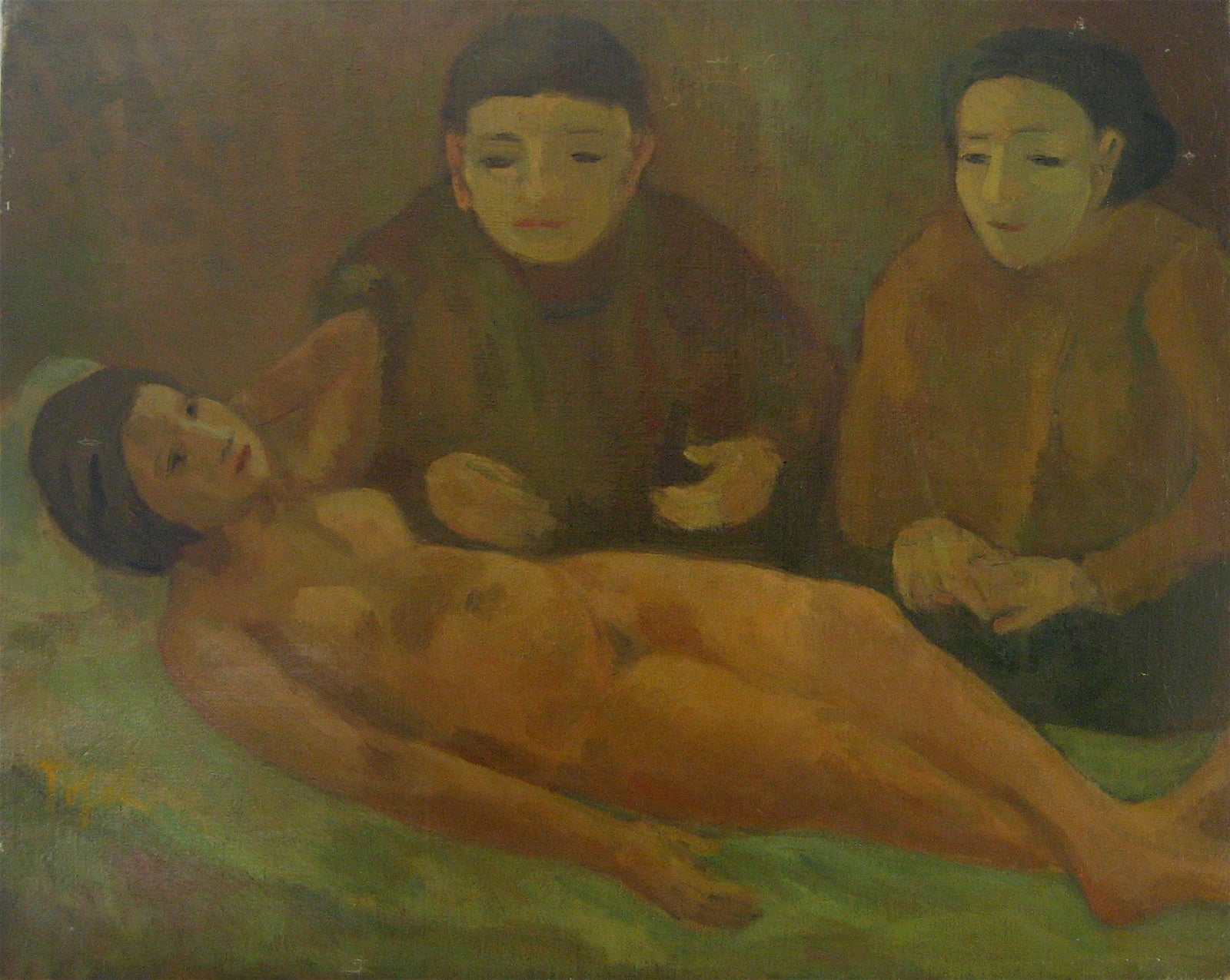 <i>Woman with Nude</i><br>1929 Early Expressionist Oil<br><br>#14006