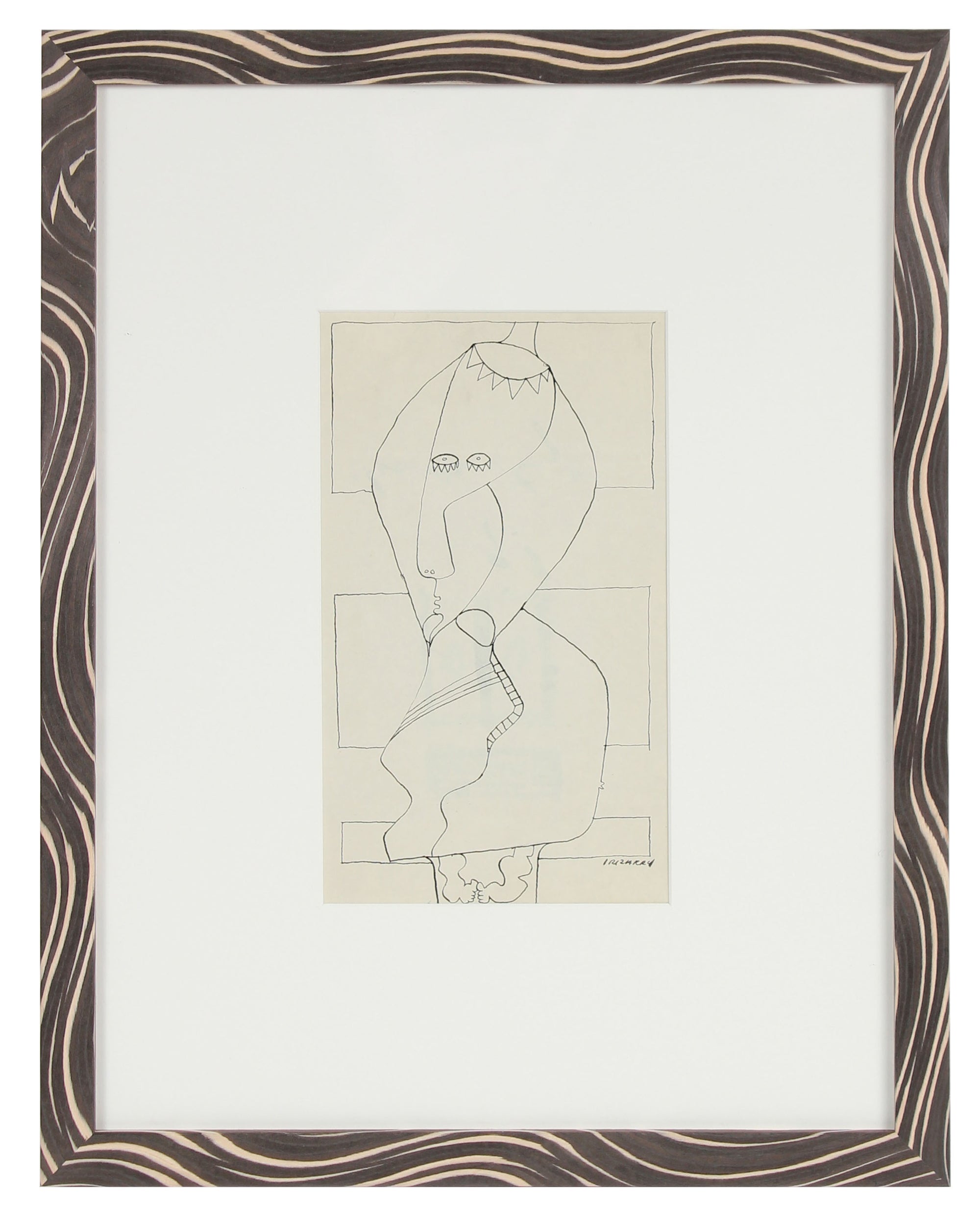 Surreal Linear Figure Abstraction <br>Mid Century Ink <br><br>#14599