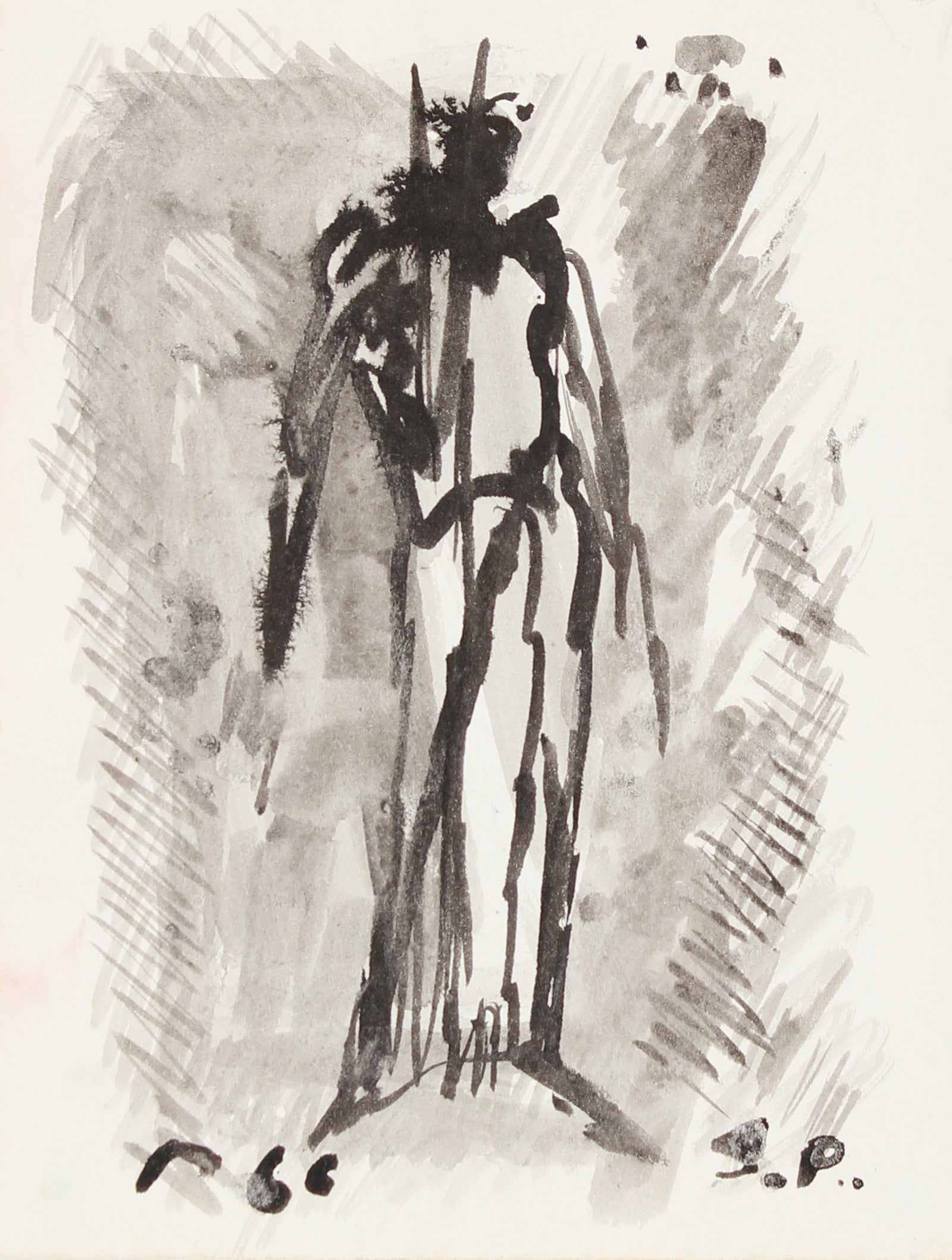Abstracted Figure Santos Rene Irizarry | Dark Abstracted Figure | Mid Century - Lost Art ...