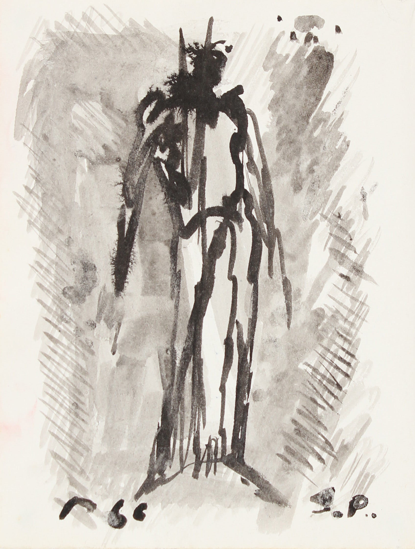 Eerie Abstract Figure<br>1966 Ink <br><br>#14790