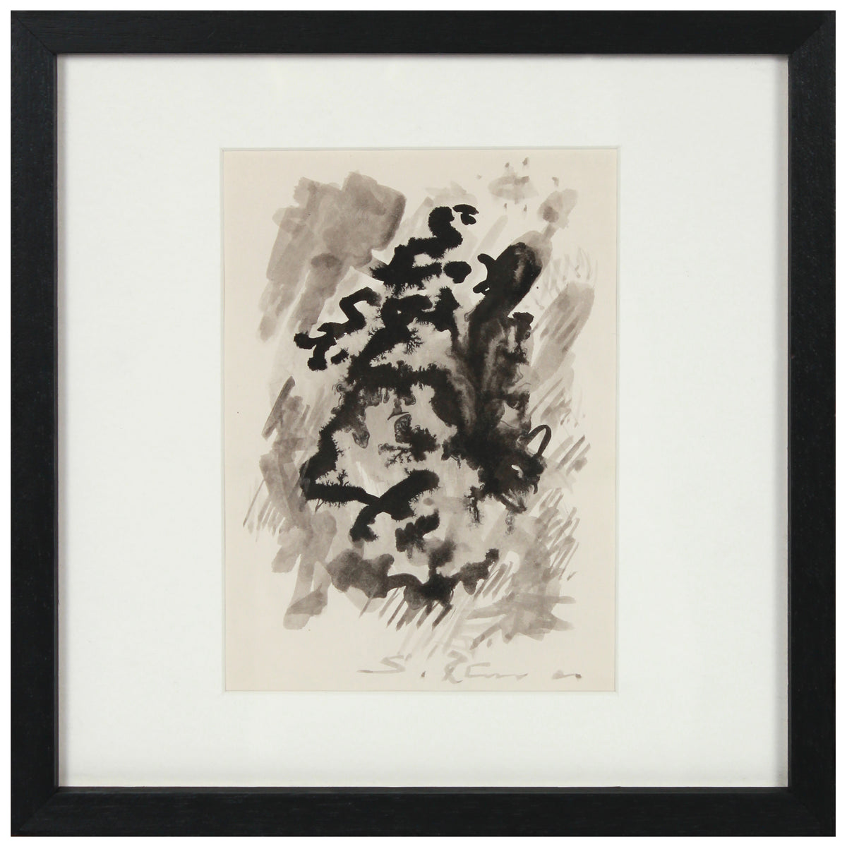 Abstract Monochromatic Drawing &lt;br&gt;1966 Ink Wash on Paper &lt;br&gt;&lt;br&gt;#14792