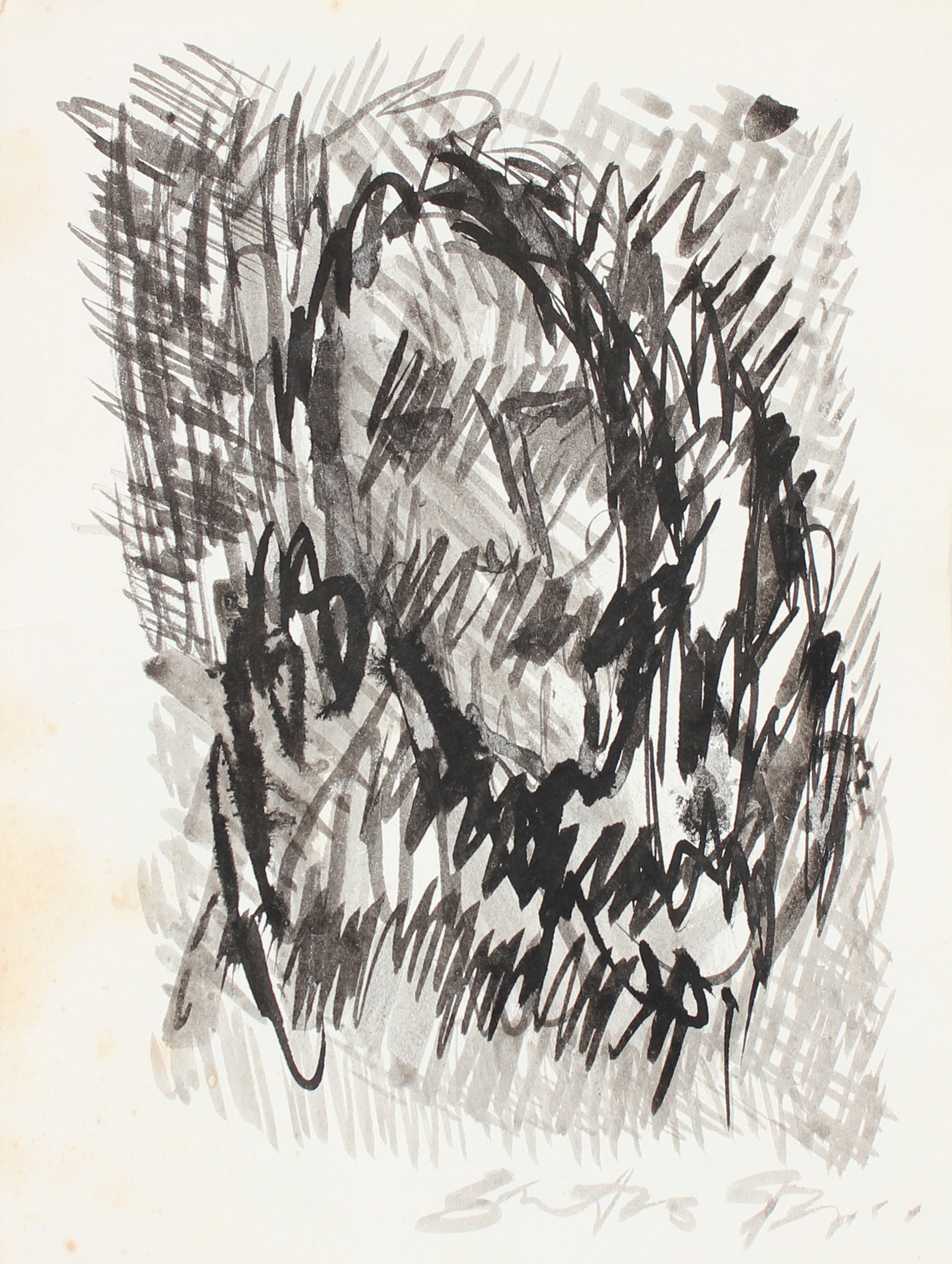 Dark Abstracted Face <br>1966 Ink <br><br>#14805