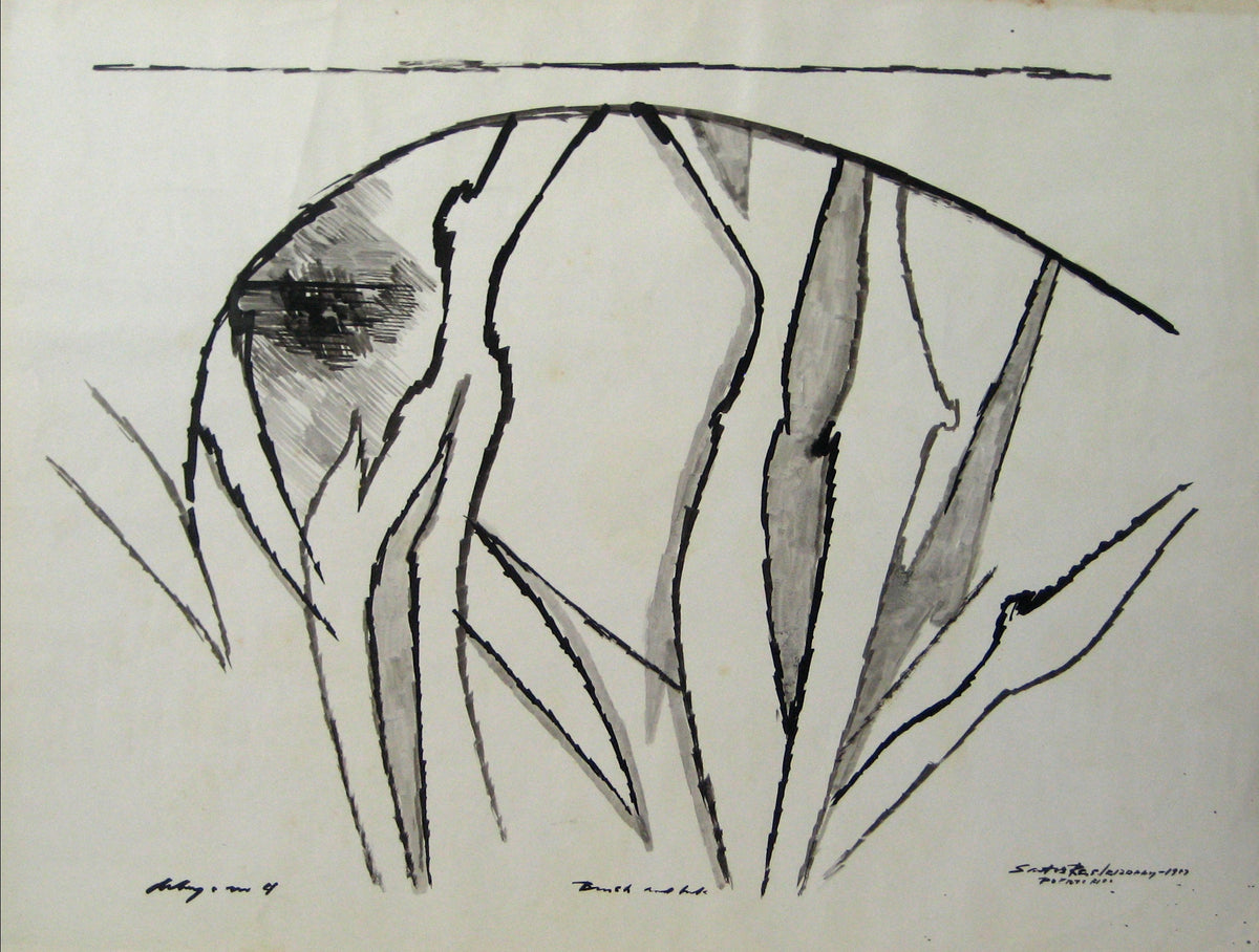 Modernist Monochrome Abstract &lt;br&gt;1967 Ink &lt;br&gt;&lt;br&gt;#15074