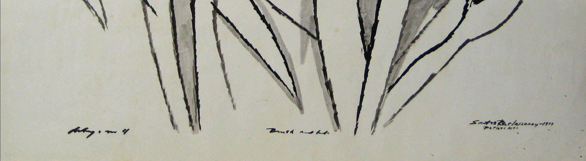 Modernist Monochrome Abstract <br>1967 Ink <br><br>#15074