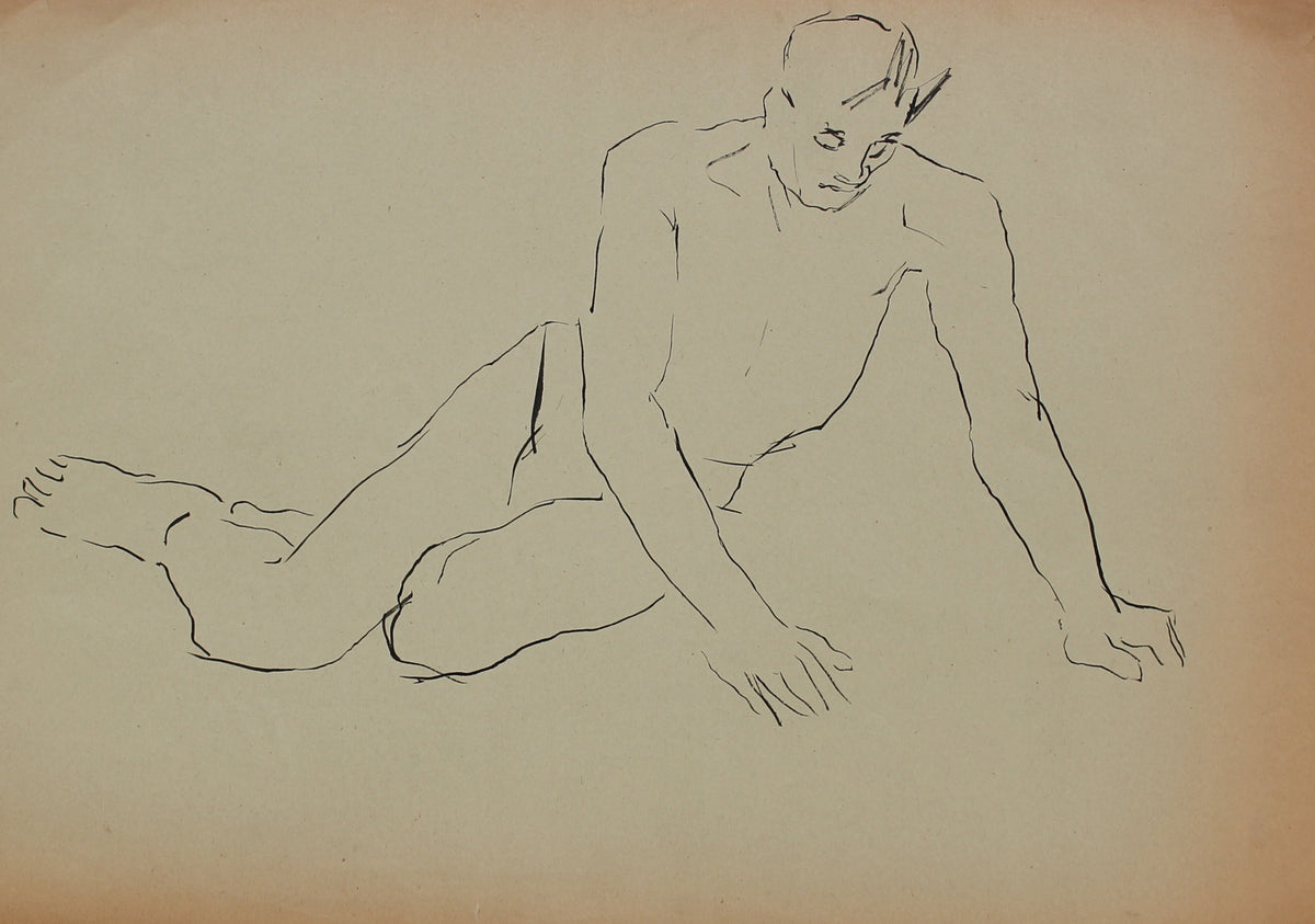 Pen &amp; Ink Male Nude&lt;br&gt;1930-50s&lt;br&gt;&lt;br&gt;#16036