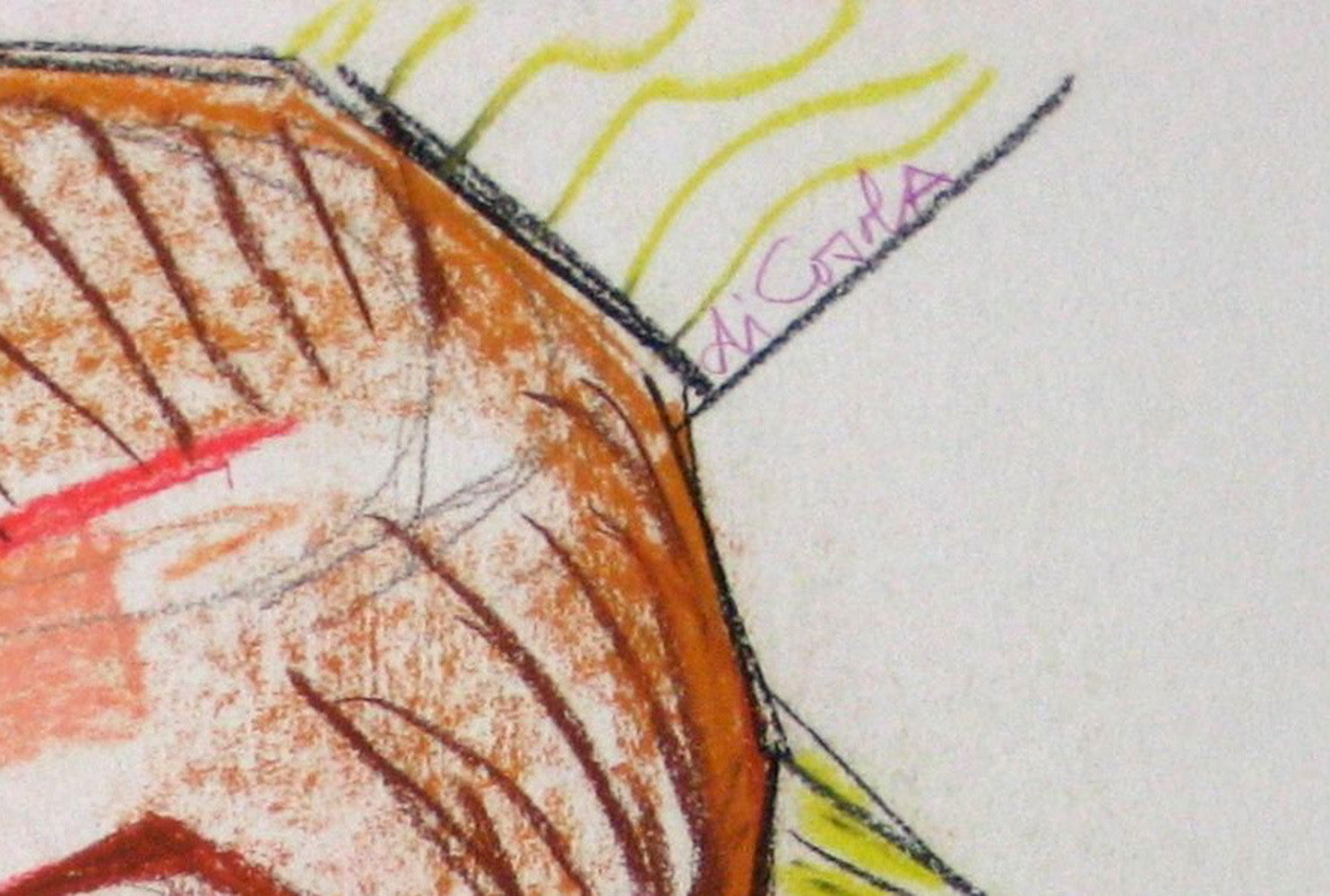 Bold Modernist Portrait Study<br>Mid-Late 20th Century Pastel<br><br>#16893