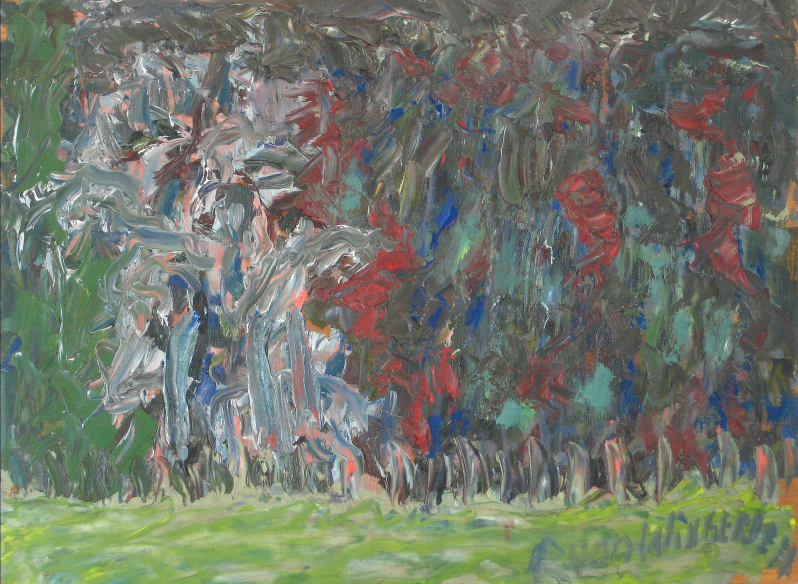 Sausalito Teahouse Landscape Abstraction<br>Mid Century Oil<br><br>#17161