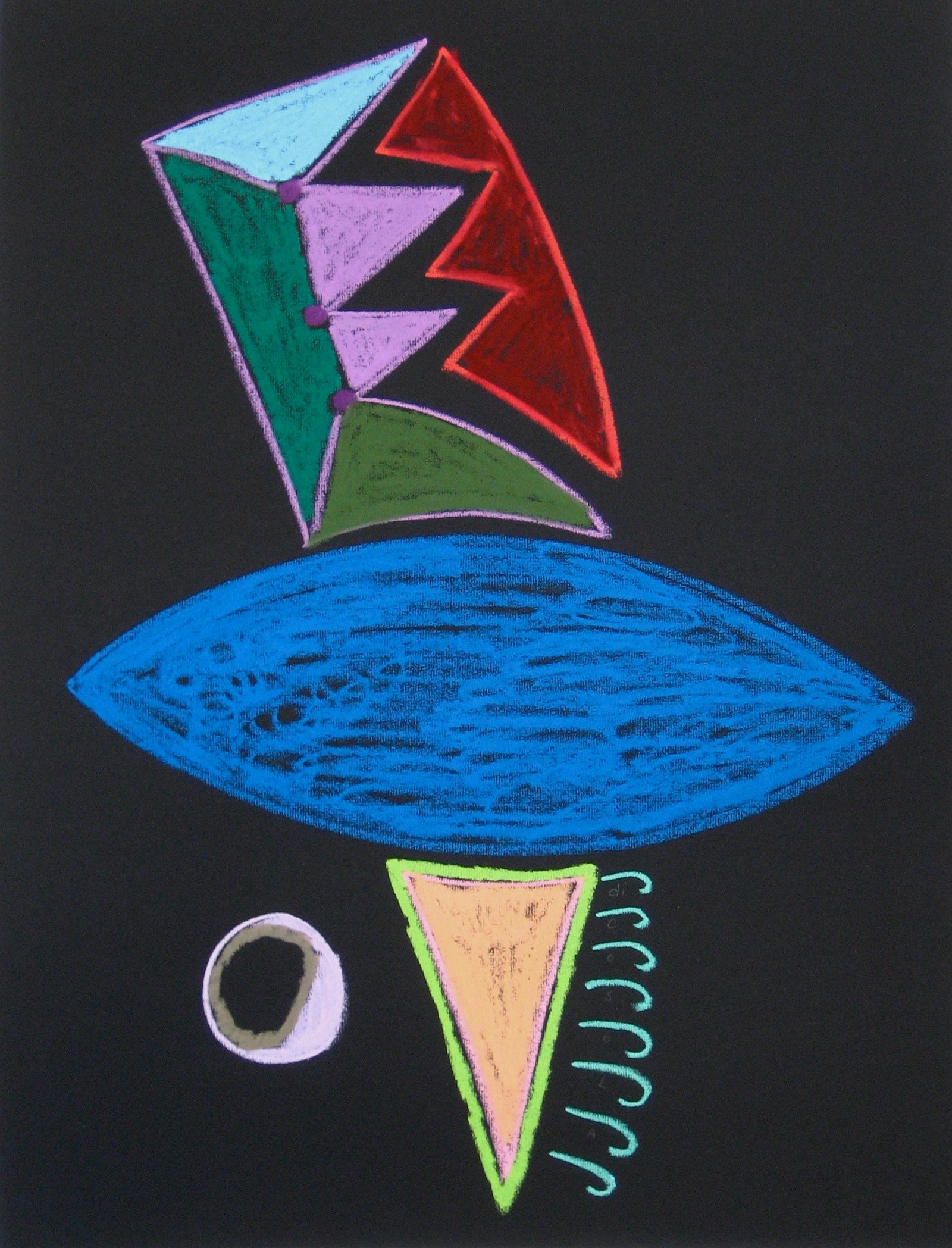 Colorful Geometric Pastel Abstract<br>Mid - Late 20th Century<br><br>#17207