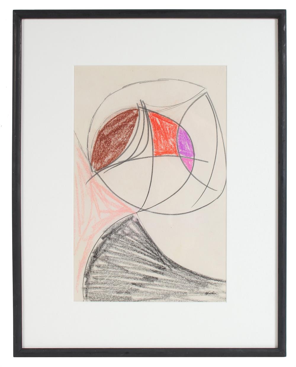 Modernist Geometric Abstract<br>20th Century Graphite, Charcoal & Pastel<br><br>#17691