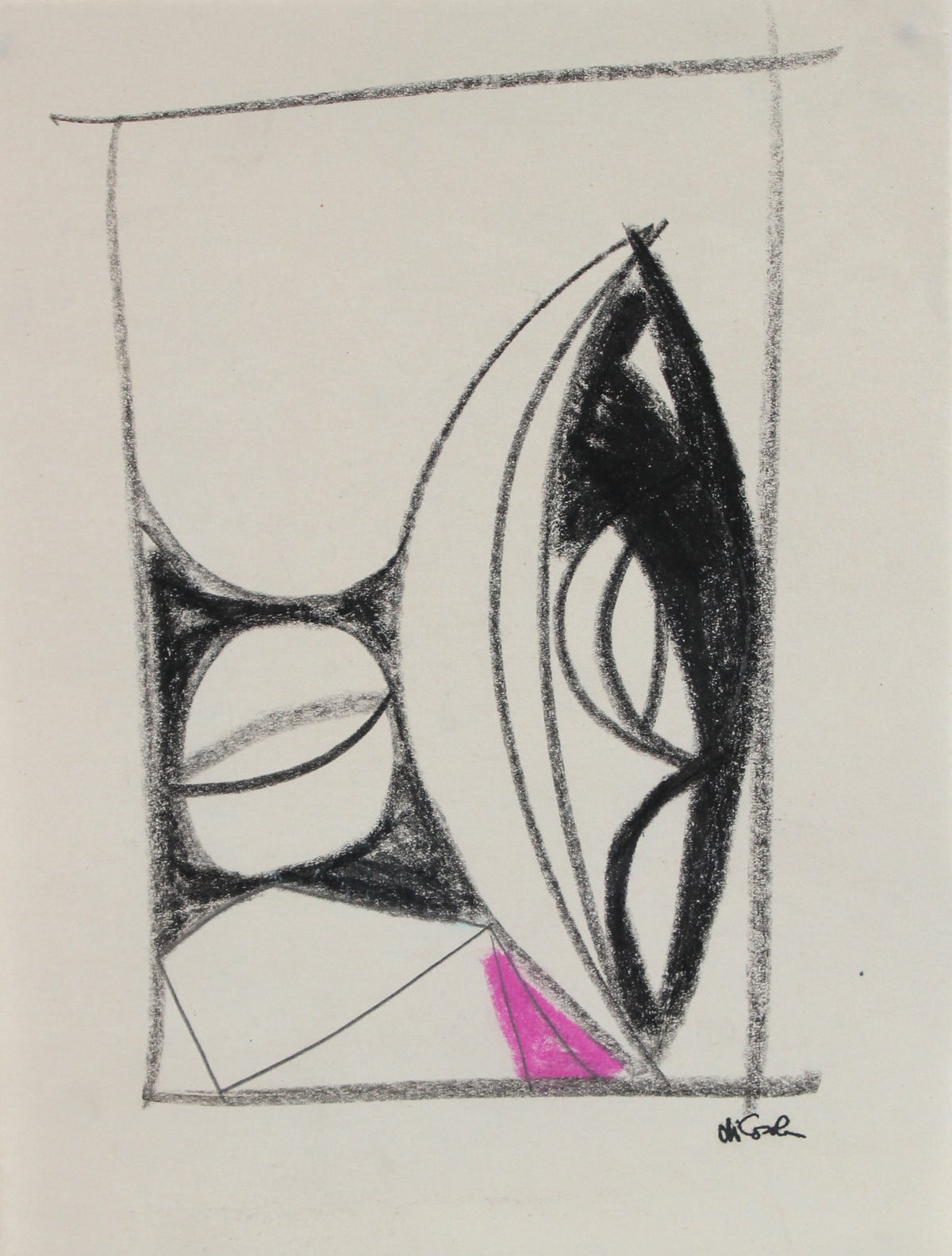 Monochromatic Modernist Abstract&lt;br&gt; 20th Century Graphite, Charcoal &amp; Pastel&lt;br&gt;&lt;br&gt;#17693
