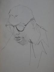 Monochromatic Face Study<br>Graphite, 1950-60s<br><br>#0332