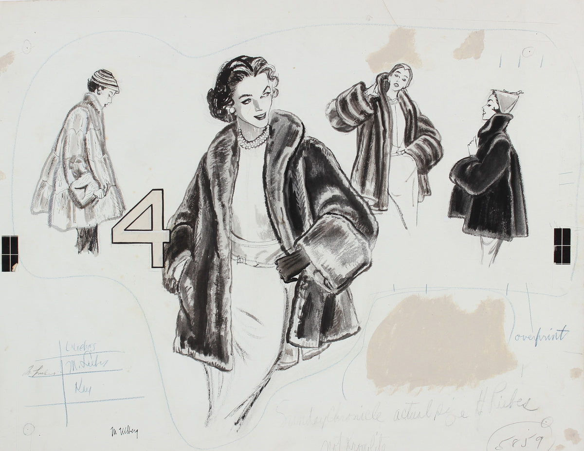 Fur Coat Fashion Proof&lt;br&gt;Gouache, 1946-54&lt;br&gt;&lt;br&gt;#18605
