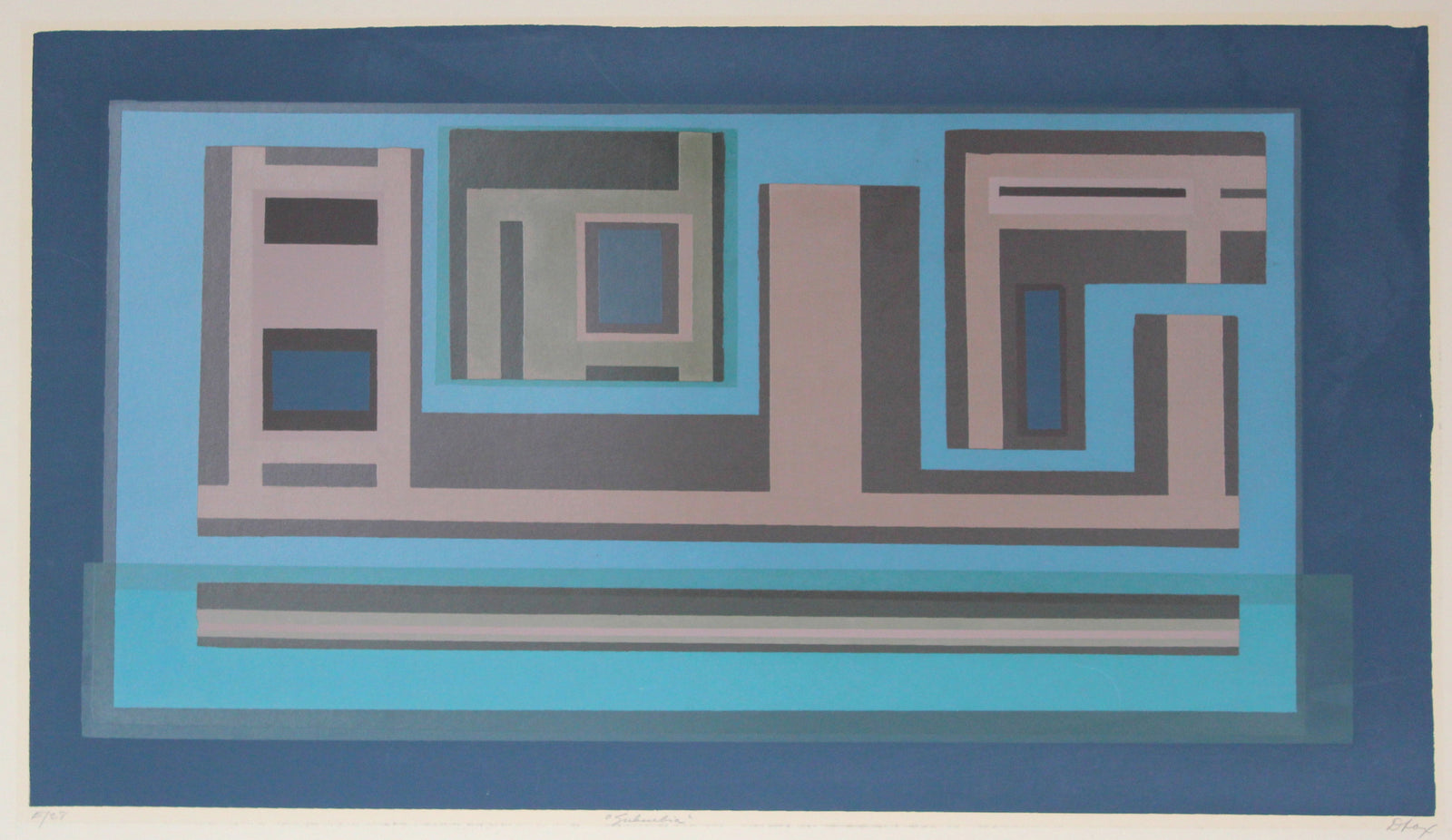 <i>Suburbia</i> <br>1960s Geometric Serigraph <br><br>#19471