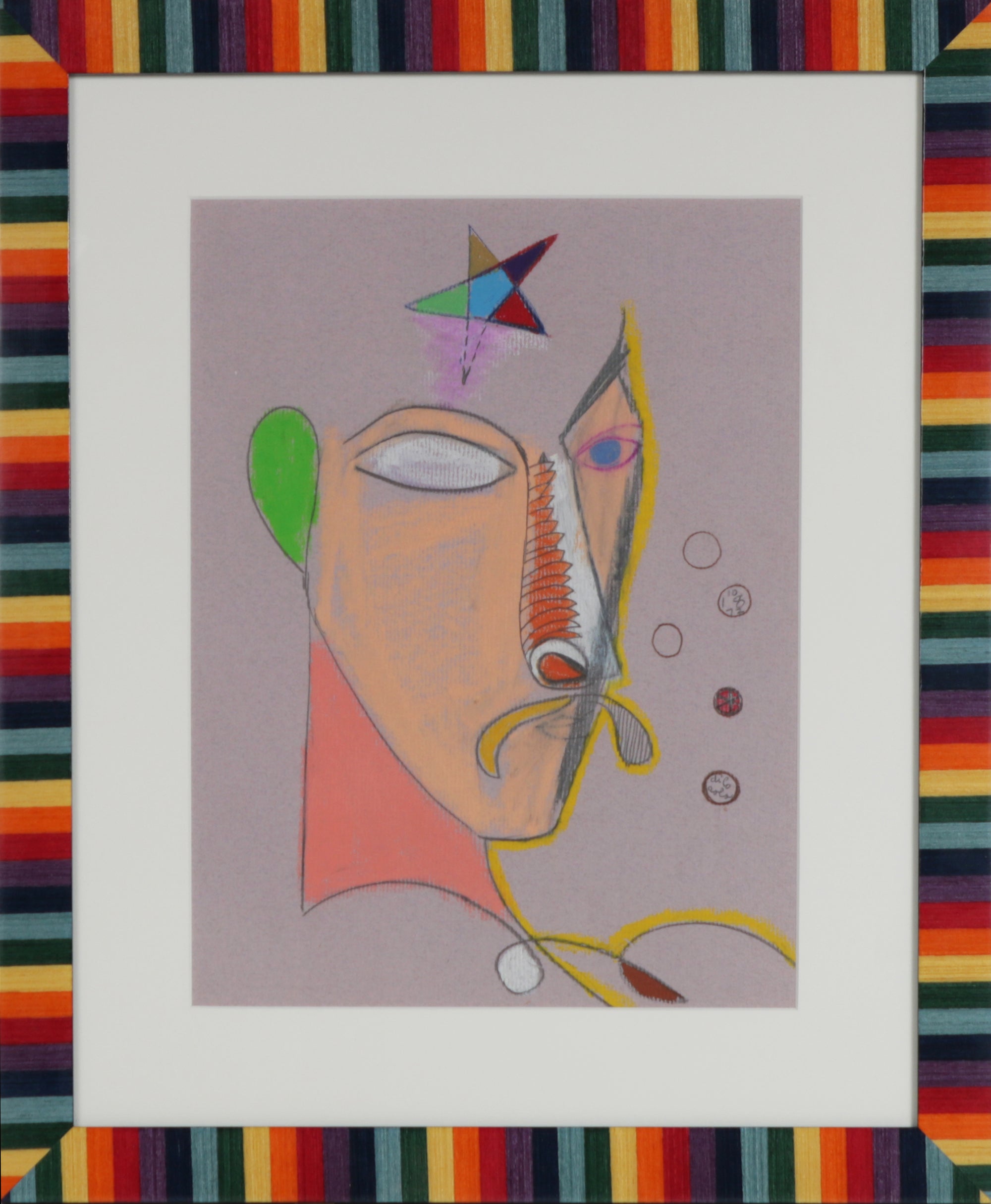 Surreal Abstracted Face <br>1972 Pastel <br><br>#21193