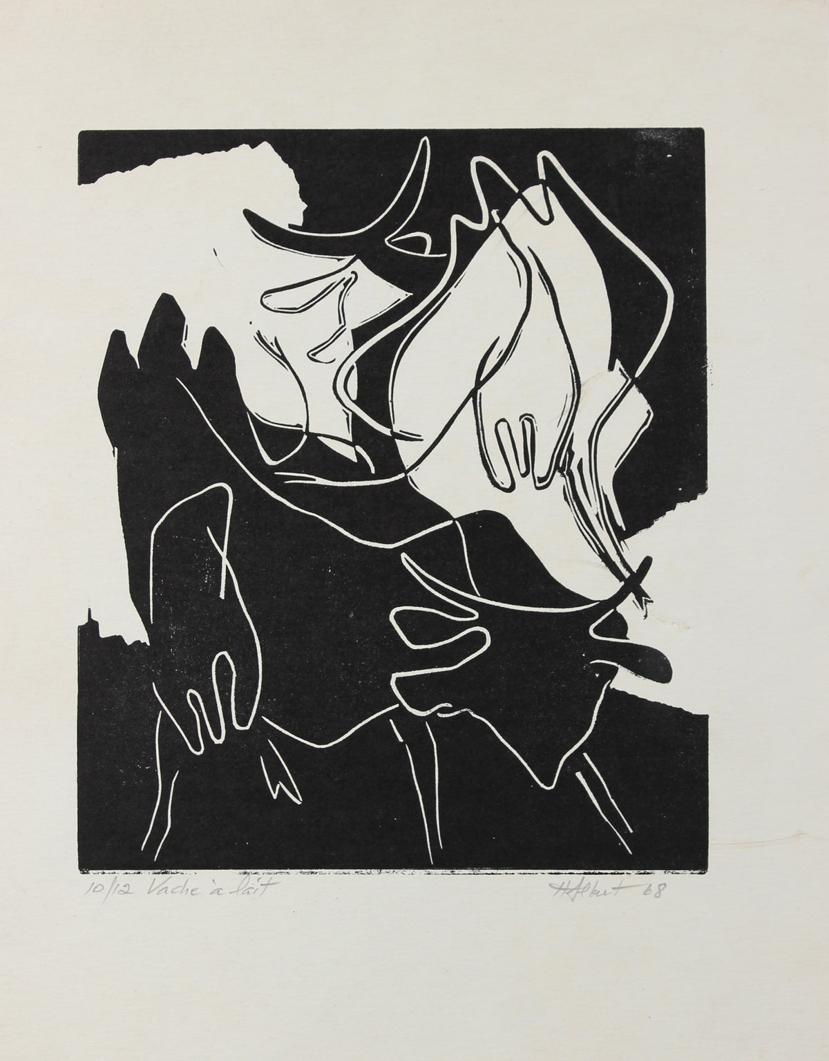 <i>Vache a Lait</i><br>1968 Woodcut<br><br>#2153E