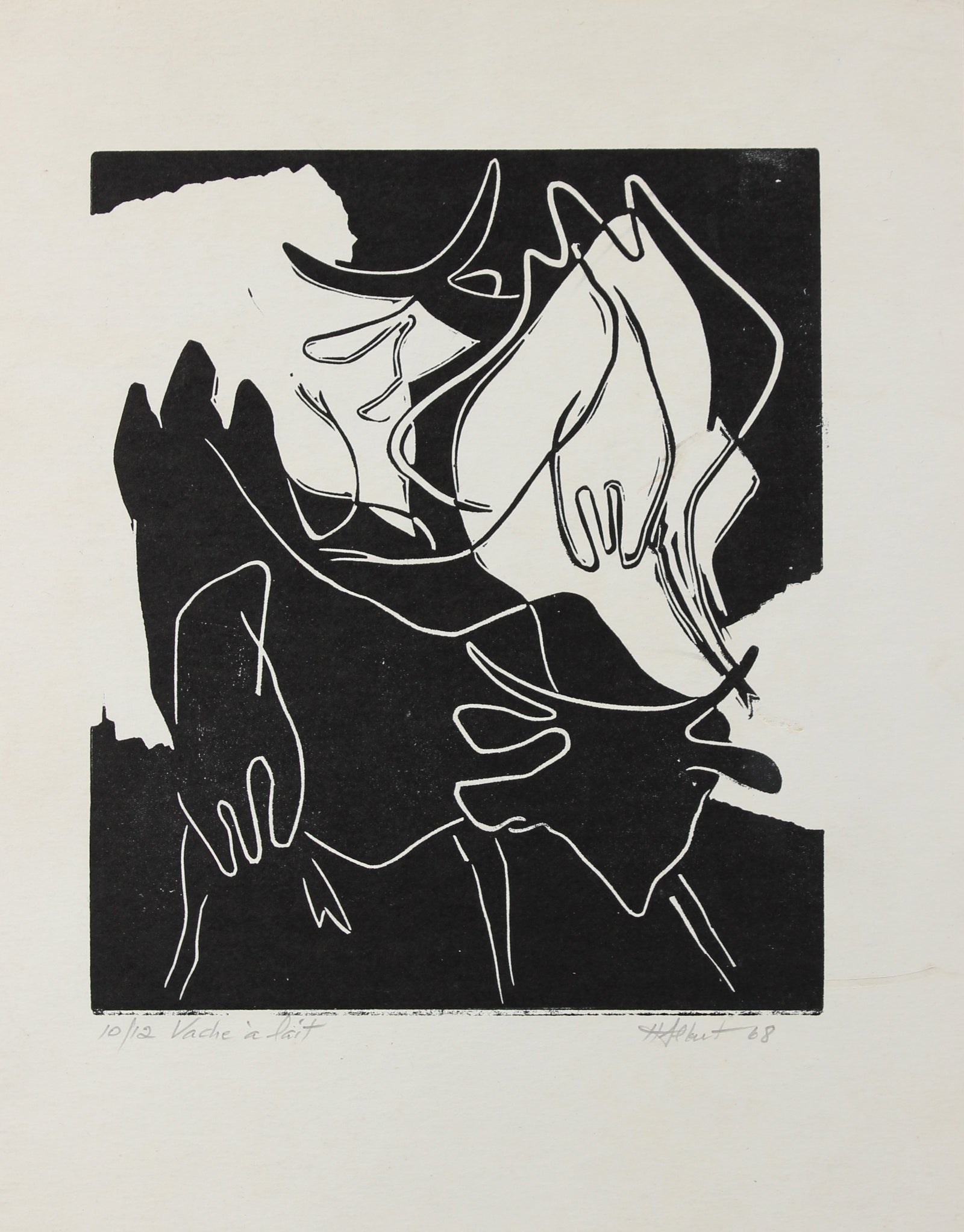 <i>Vache a Lait</i><br>1968 Woodcut<br><br>#2153E