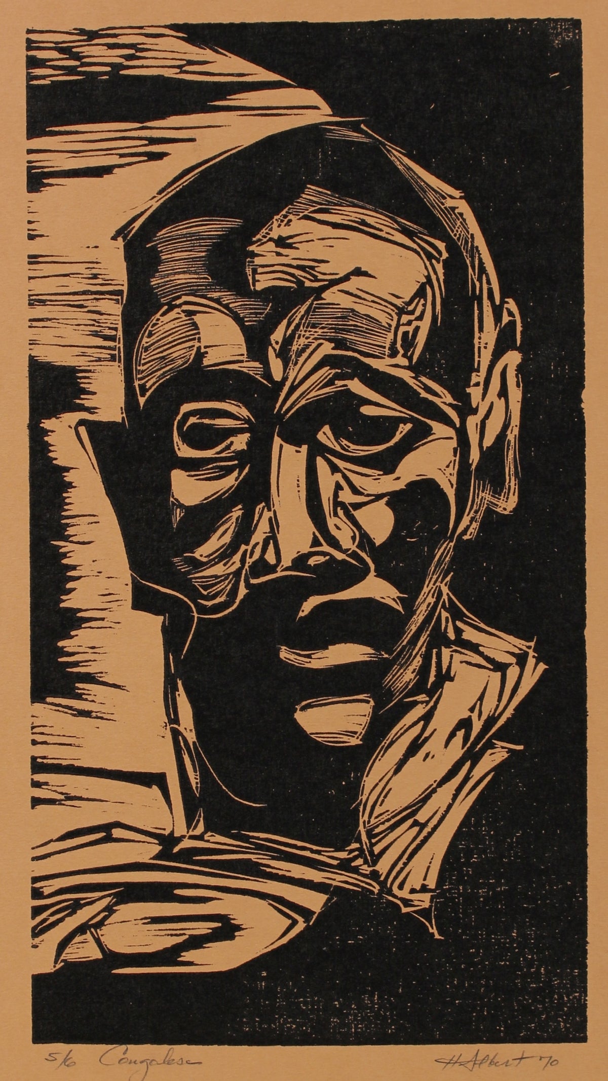 &lt;i&gt;Congolese&lt;/i&gt;&lt;br&gt;1970 Woodcut on Paper&lt;br&gt;&lt;br&gt;#2170