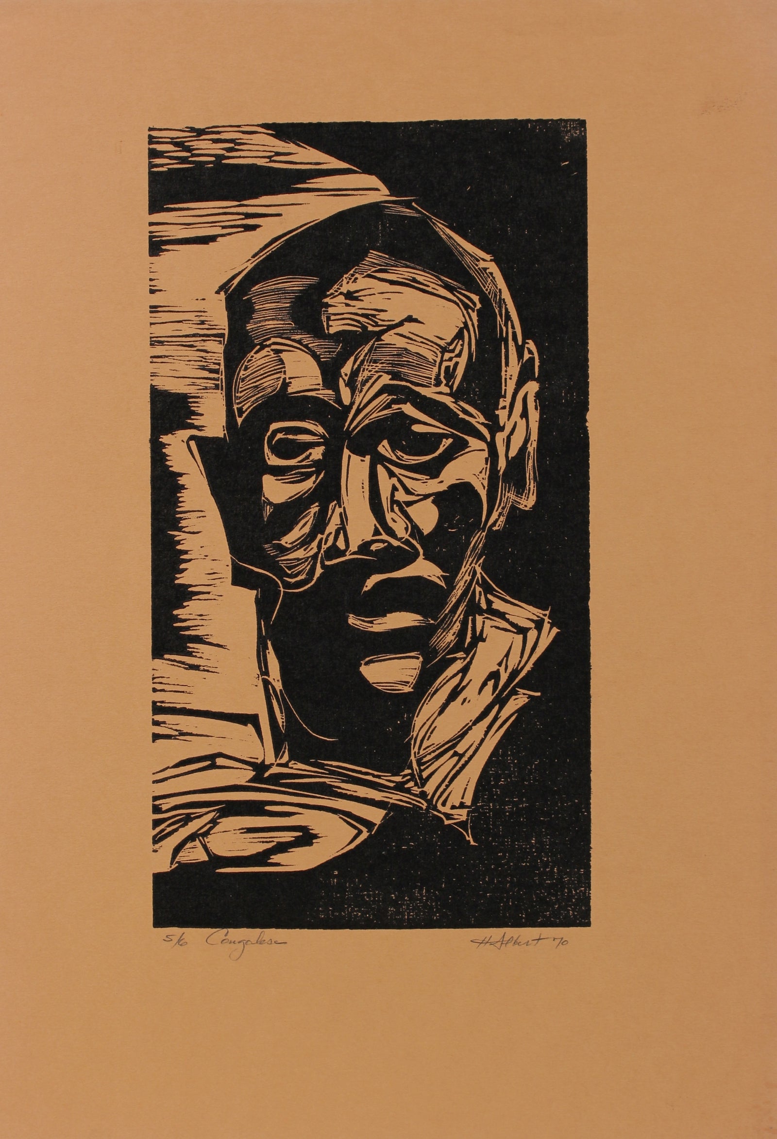 <i>Congolese</i><br>1970 Woodcut on Paper<br><br>#2170
