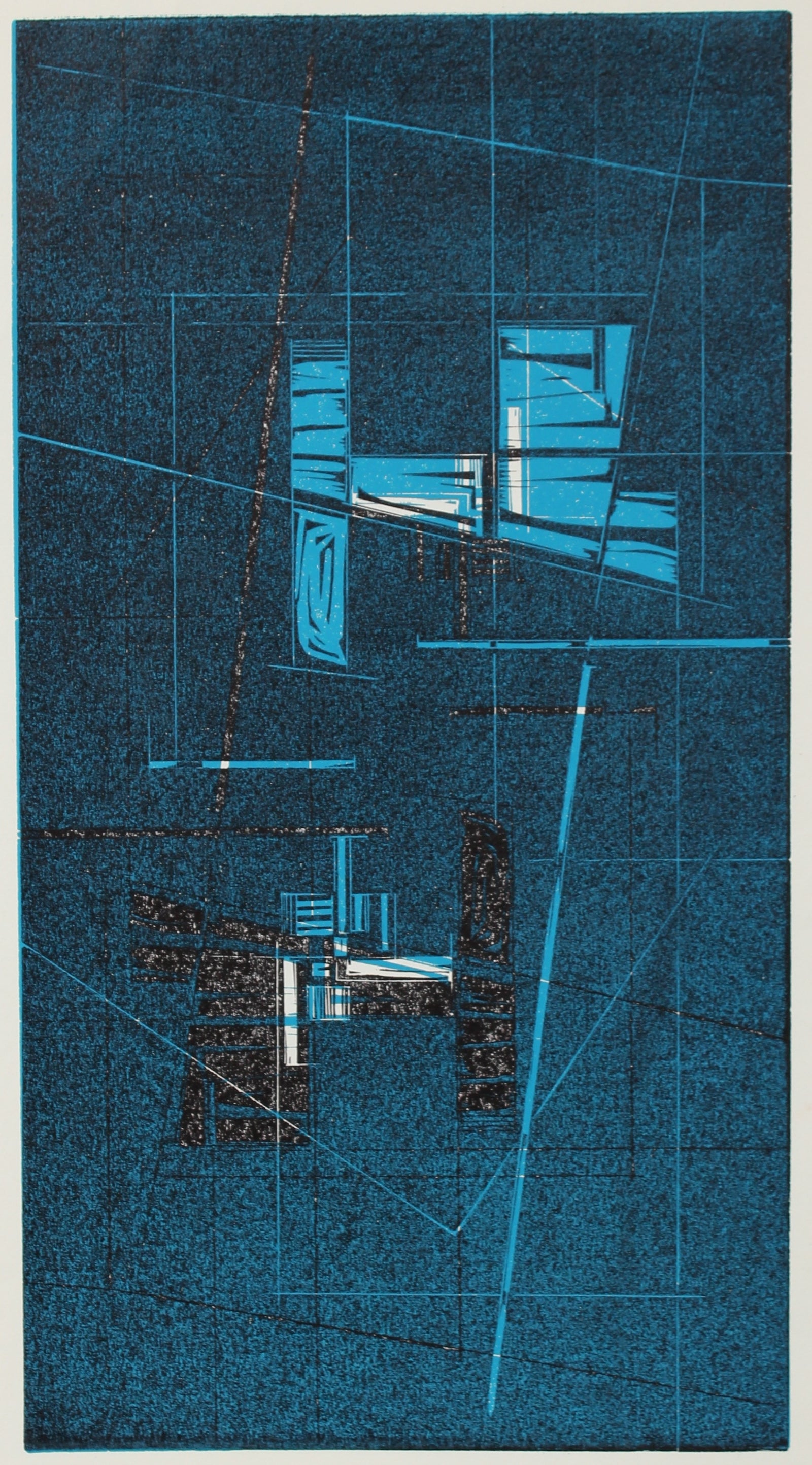 Geometric Woodcut Abstract<br>C. 1965<br><br>#2182