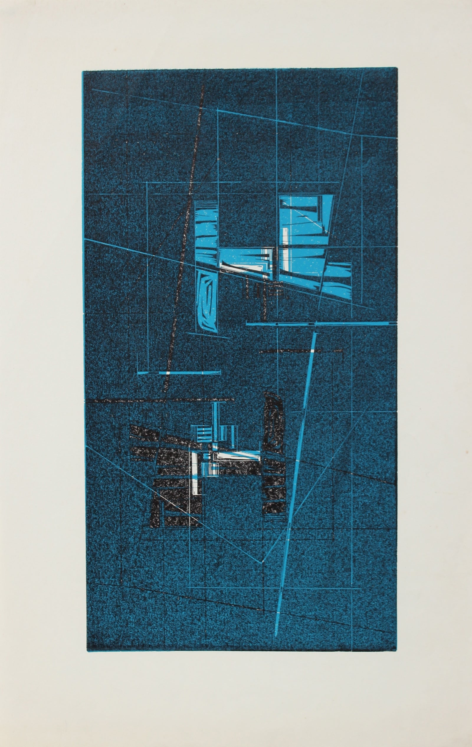 Geometric Woodcut Abstract<br>C. 1965<br><br>#2182