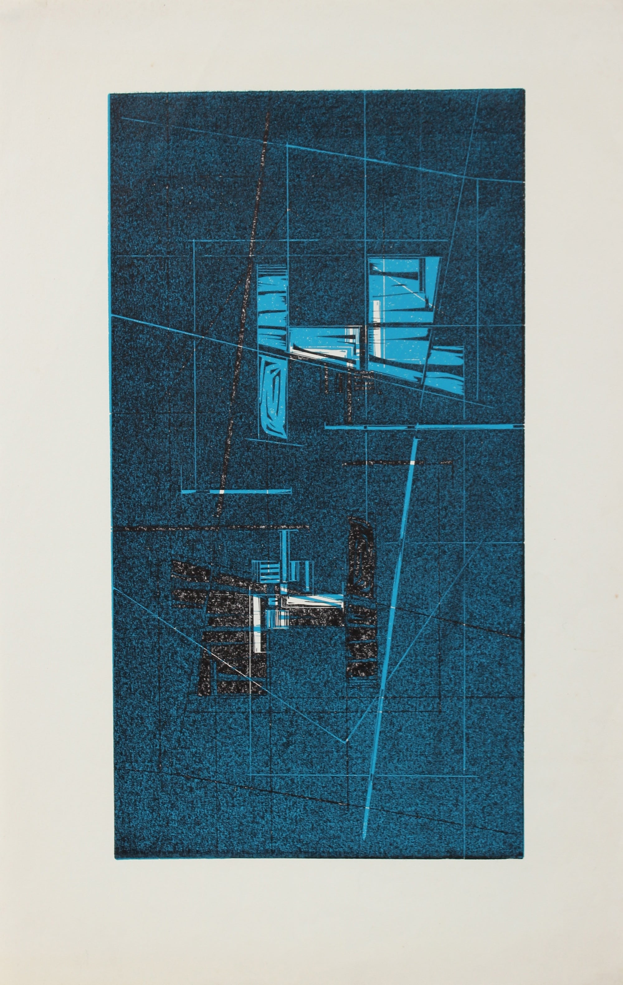 Geometric Woodcut Abstract<br>C. 1965<br><br>#2182
