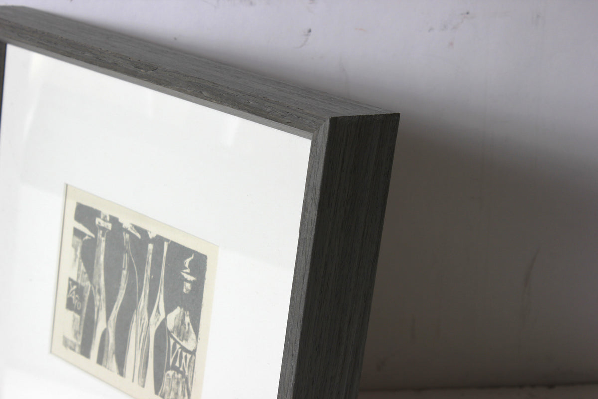 <i>Vin</i>, Wine Bottle Still Life <br>1960-70s Woodcut <br><br>#2186