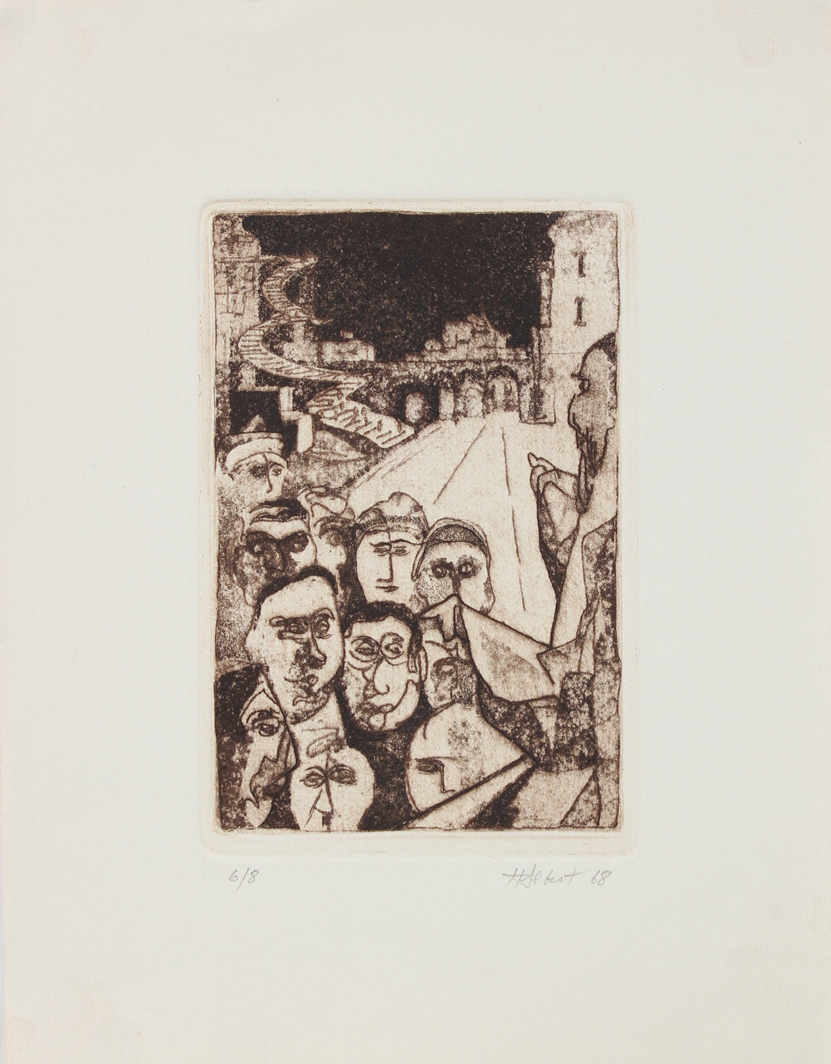 People in the City <br>Etching, 1968 <br><br>#2189