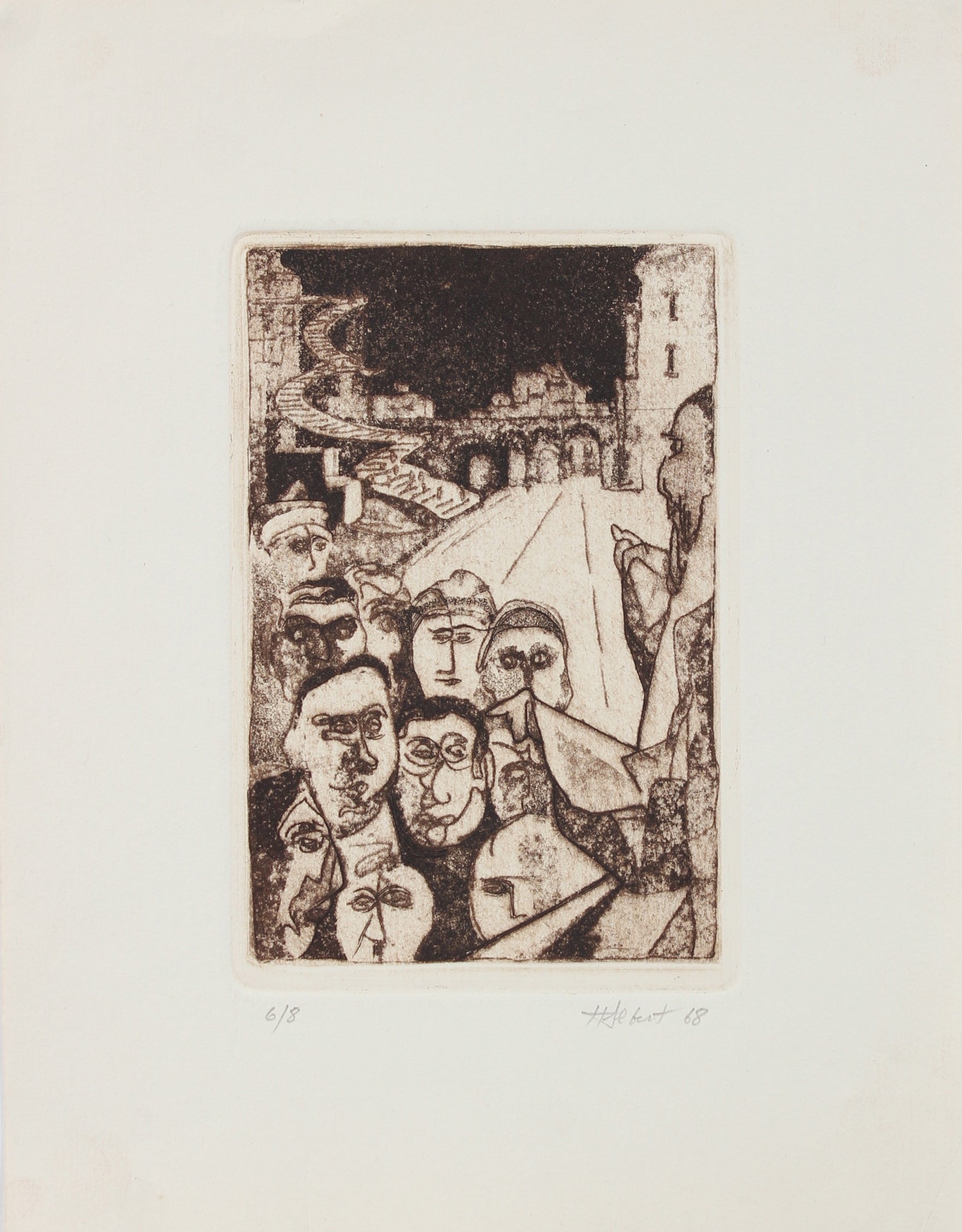 People in the City <br>Etching, 1968 <br><br>#2189