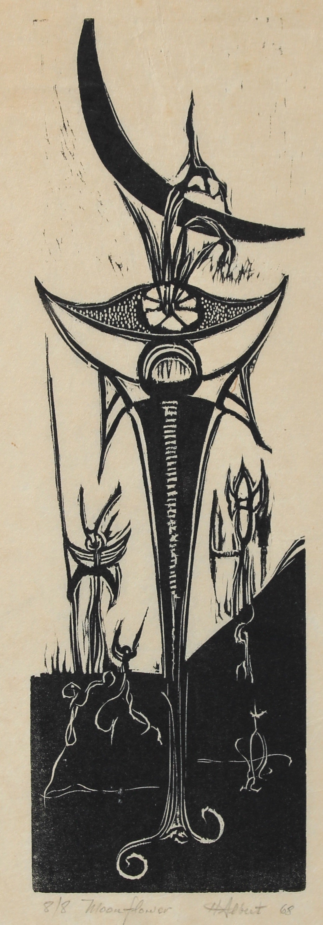 <i>Moonflowers</i><br>1968 Woodcut<br><br>#2202