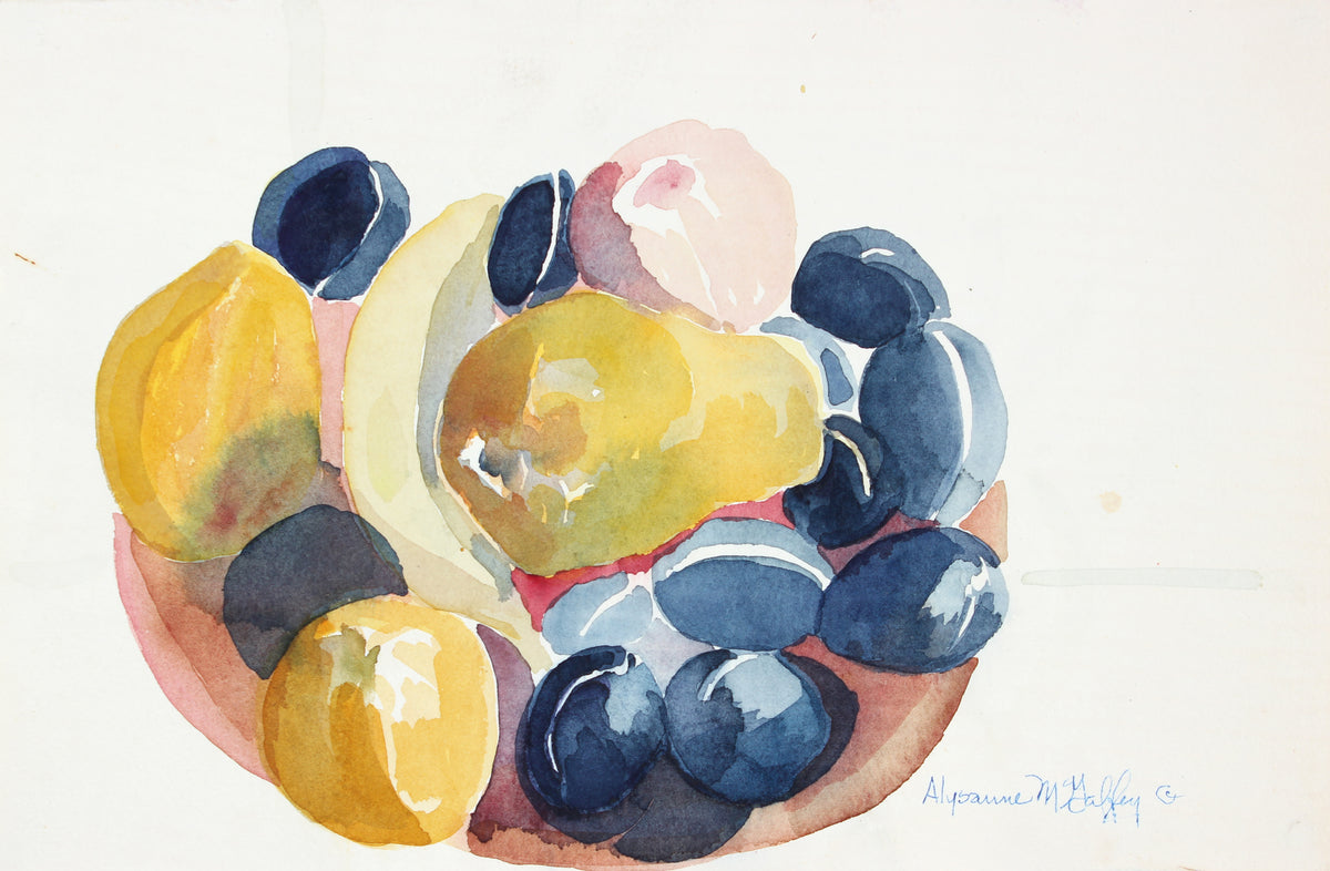 Fruitbowl Still Life&lt;br&gt;Late 20th Century Watercolor&lt;br&gt;&lt;br&gt;#22646