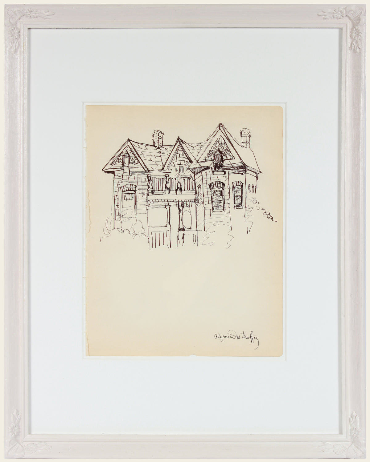 Vintage Victorian-Gothic House &lt;br&gt;1950-60s Ink Drawing &lt;br&gt;&lt;br&gt;#22958