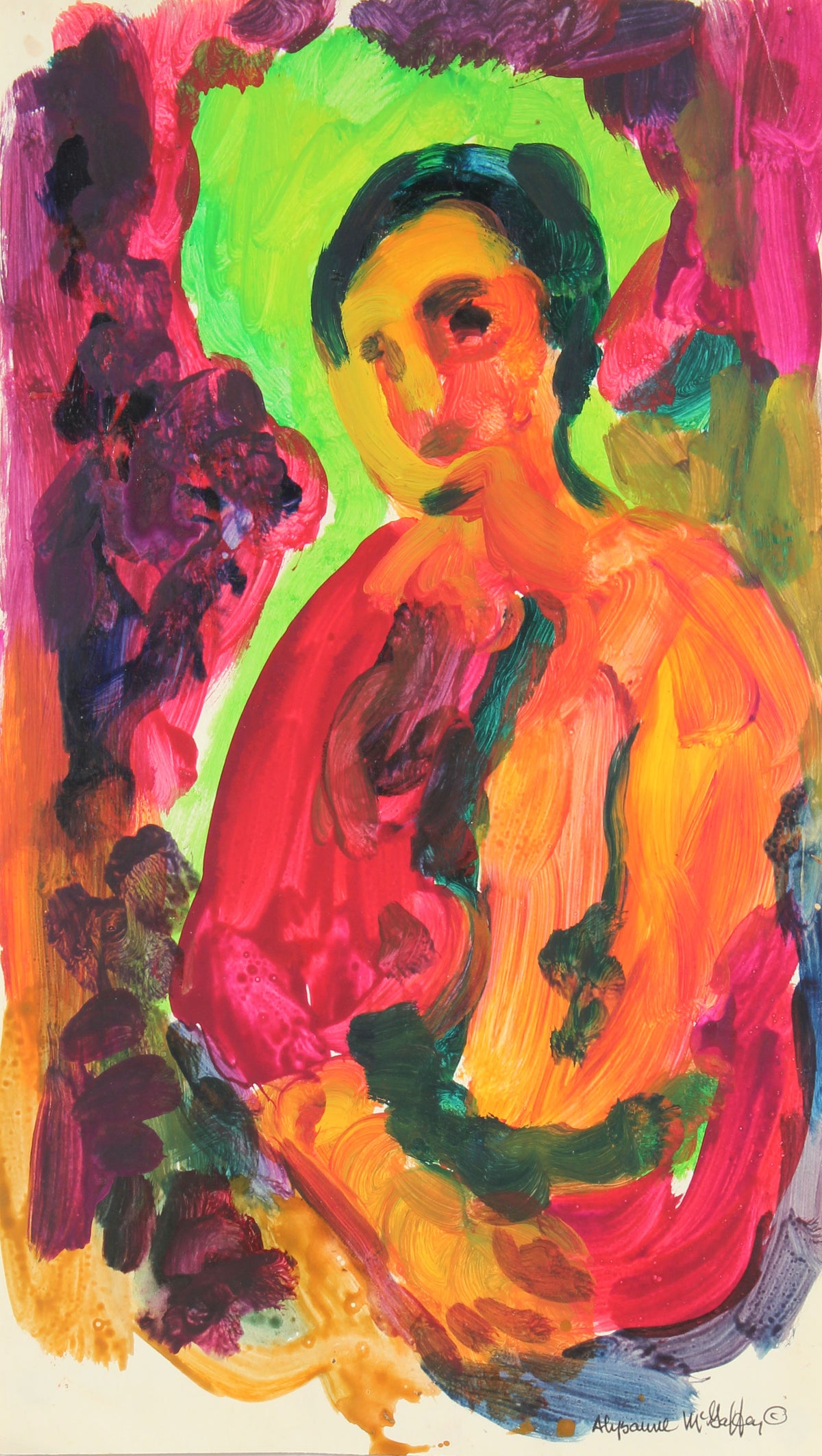 Saturated Bay Area Figure<br>1950-60s Distemper<br><br>#23227