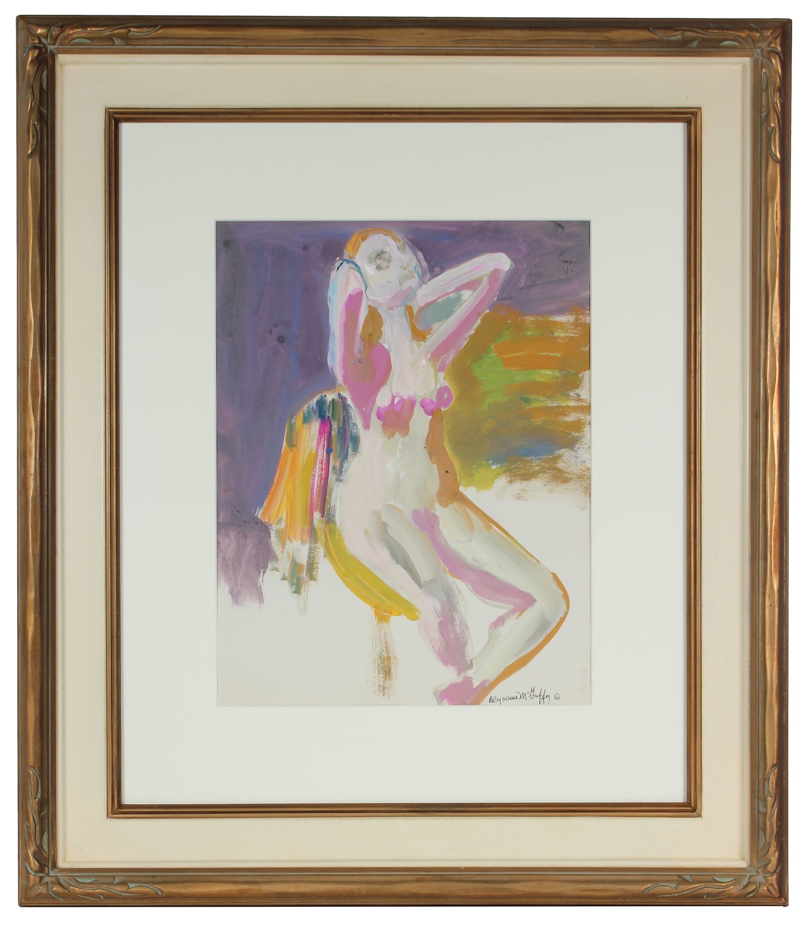 Arching Female Nude<br>1950-60s Distemper Scene<br><br>#23421