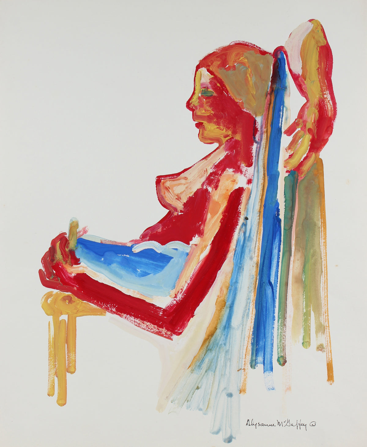 Bay Area Figurative Relaxed Seated Nude &lt;br&gt;1950-60s Distemper &lt;br&gt;&lt;br&gt;#23430
