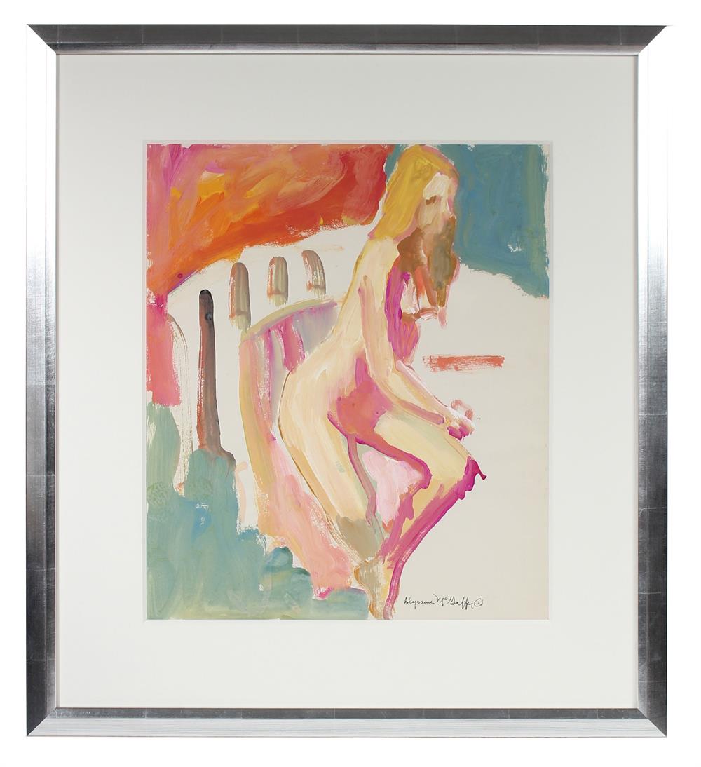 Bay Area Figurative Seated Nude<br>1950-60s Distemper<br><br>#23446