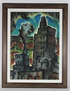 <i>Edge Of The City</i><br>1939 Watercolor<br><br>#33499