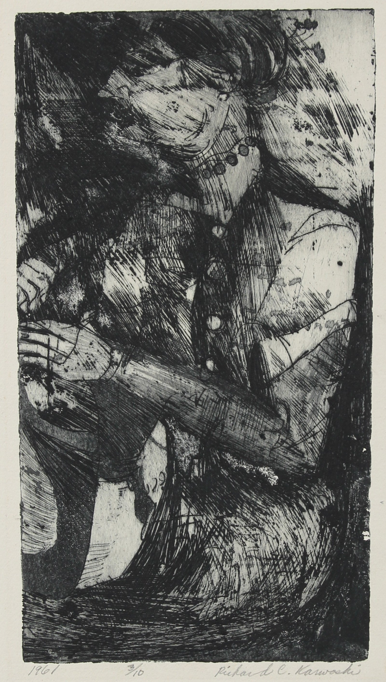 Shadowy Figurative Etching<br>New York, 1961<br><br>#2393